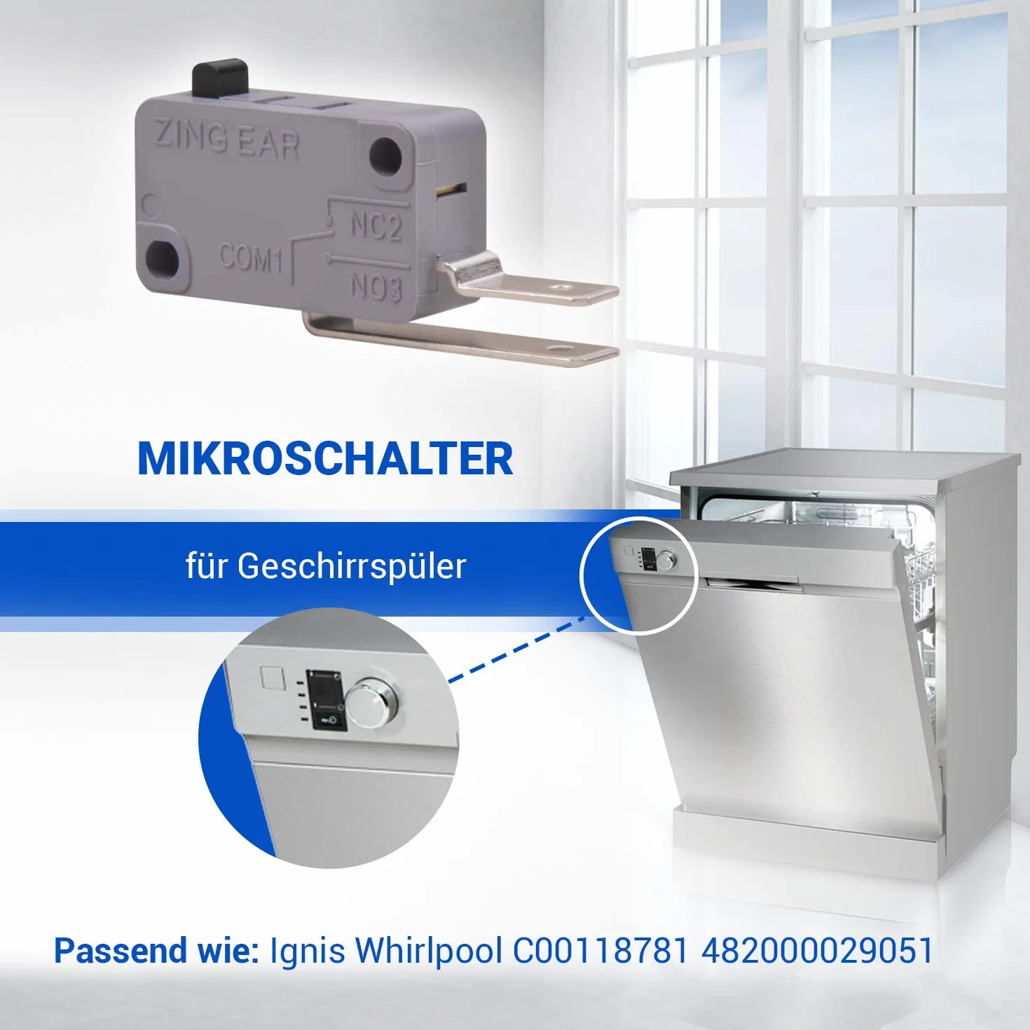 VIOKS Mikro przełącznik 250 V 16 A zamiennik do Whirlpool do zmywarki