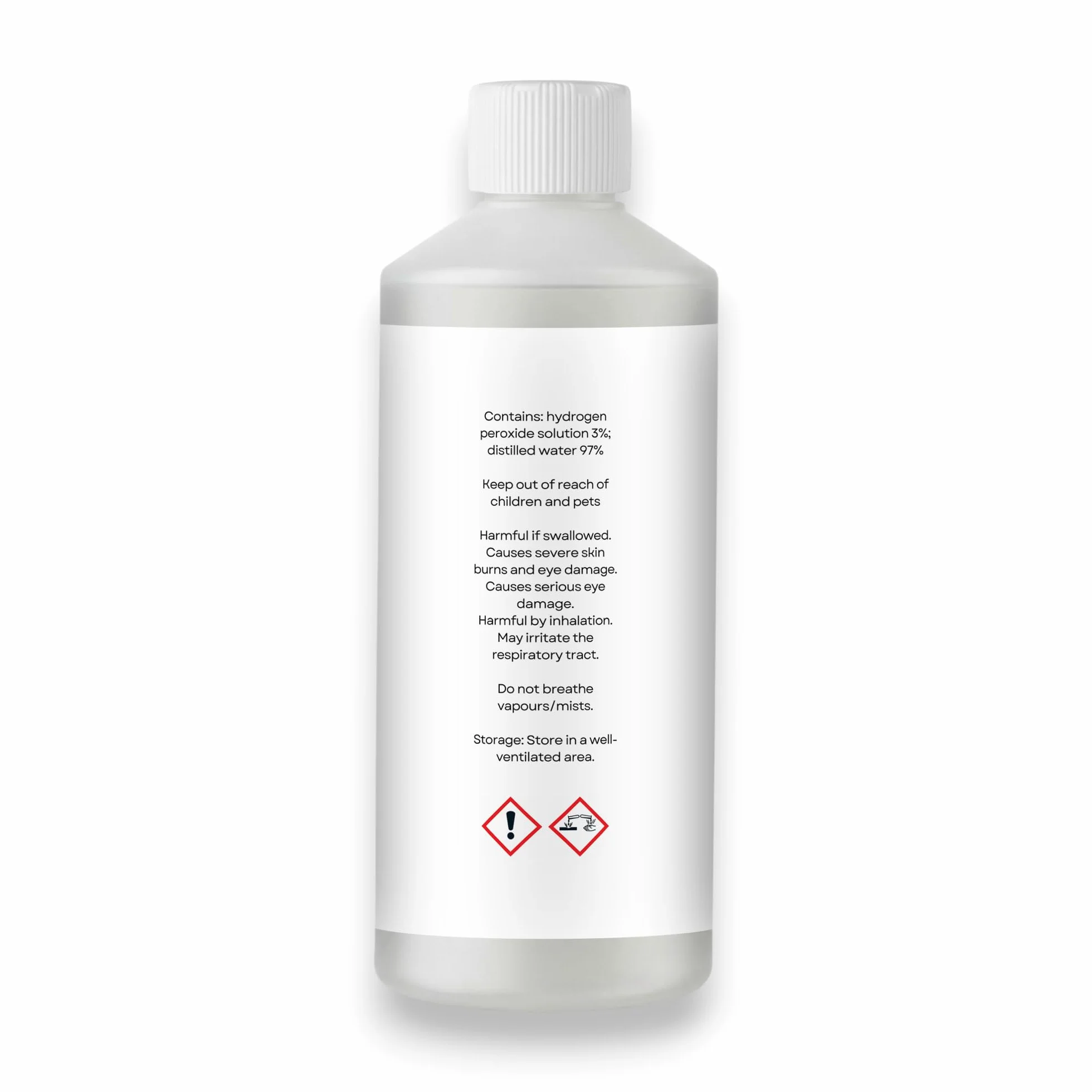 Nadtlenek wodoru spożywczy 3% - 500 ml - H2O2 - nadtlenek wodoru - bez stabilizatorów i dodatków - Wielofunkcyjny naturalny środek czyszczący - Nakrętka zabezpieczająca dla dzieci