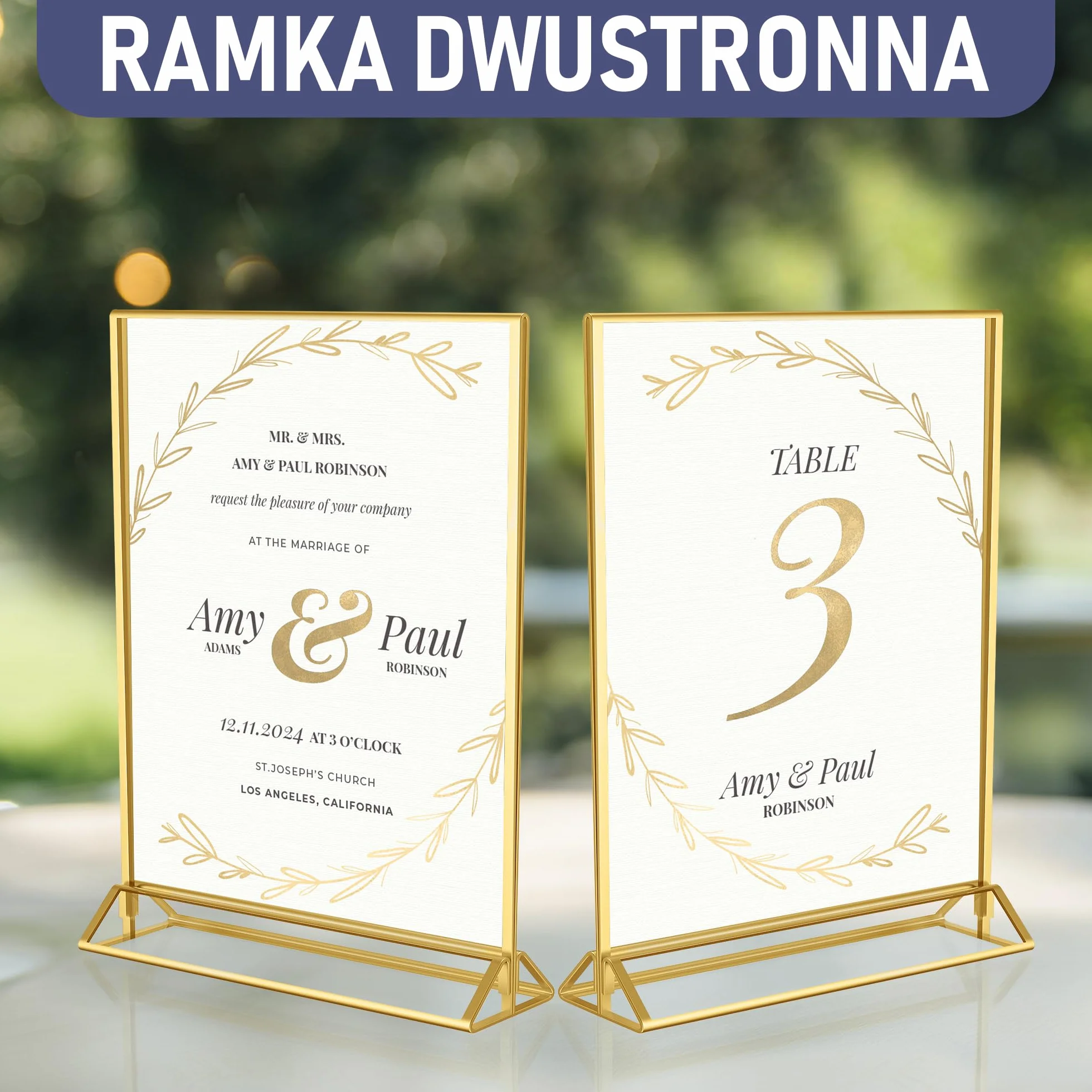 Dwustronne Złote Ramki, Zestaw 6 Szt. A5, Akrylowe Uchwyty Na Numery Stolików, Przezroczyste Stojaki Na Tabliczki, Złote Ramki Na Numery Stolików Weselnych, Uchwyty Na Menu I Zdjęć Na Wydarzenia