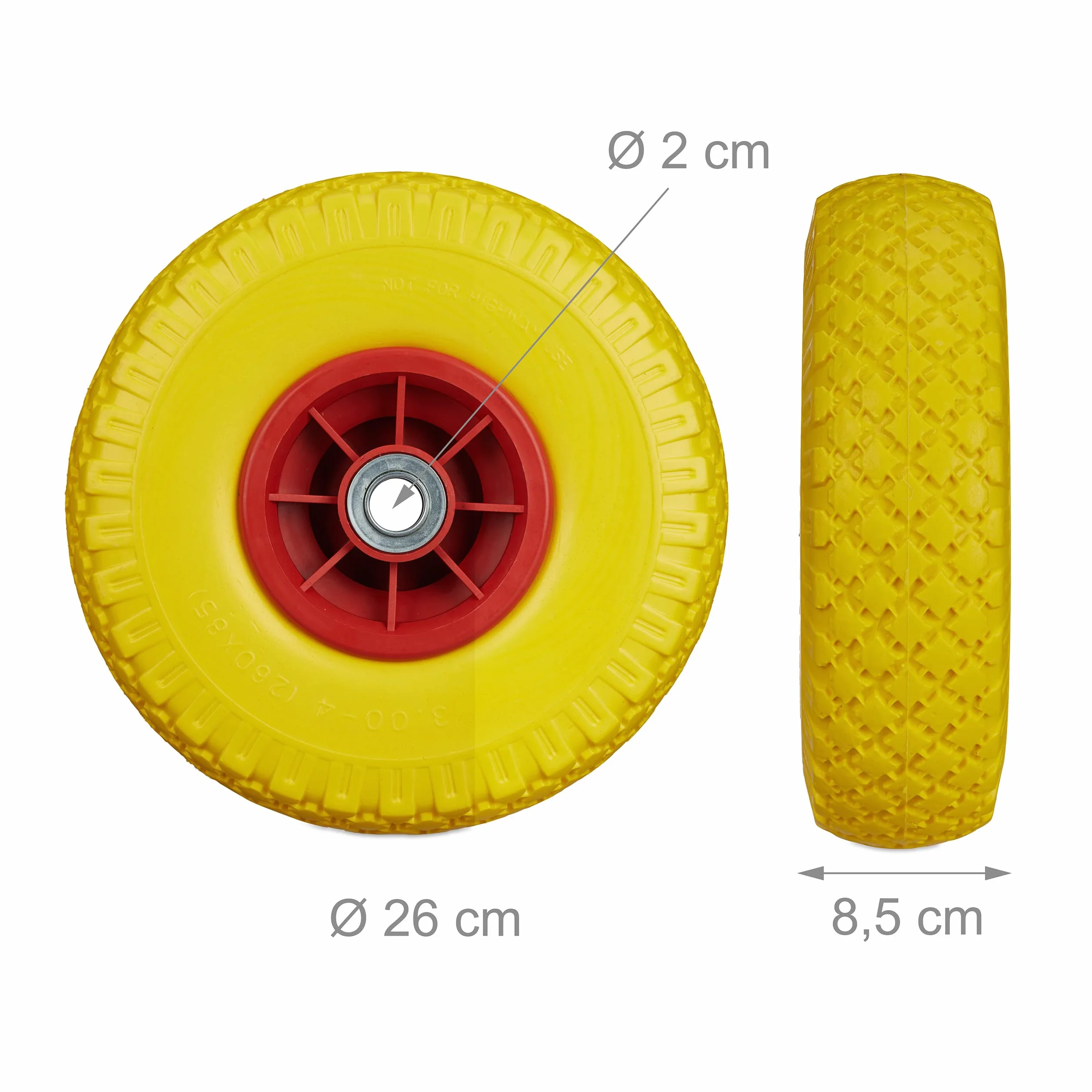 Relaxdays koło do wózka transportowego 3,00-4" oś 20 mm 80 kg pełna guma odporne na przebicie