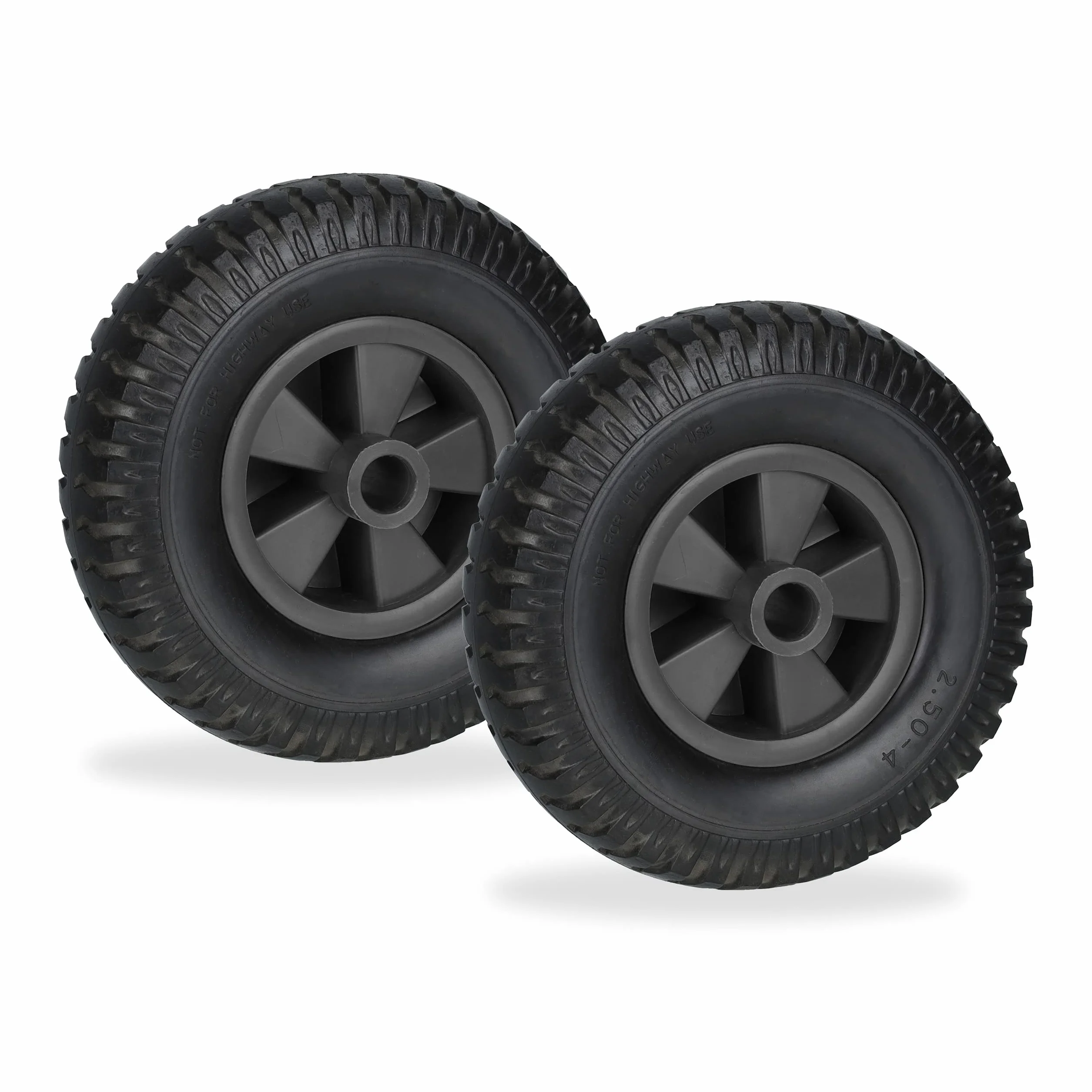 Relaxdays Koło do taczki 2.50-4, zestaw 2 sztuk, pełne koło gumowe, tworzywo sztuczne, koło zapasowe, taczka, odporne na przebicie, 80 kg, czarne