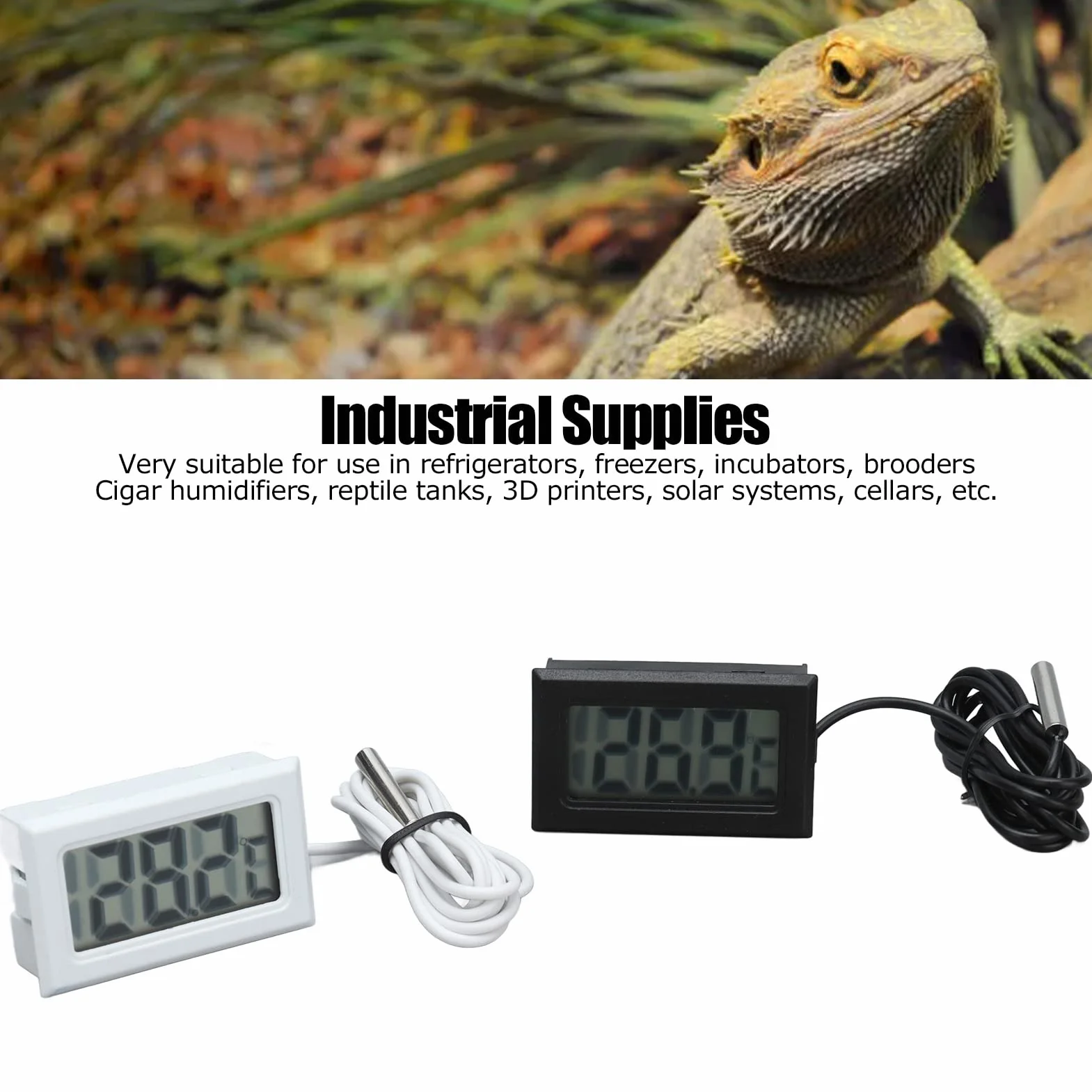2 szt. Elektroniczny Termometr Cyfrowy Wodoodporny Miernik Temperatury Sondy z Wyświetlaczem do Wykrywania Pod wodą -50 ℃ ~ 110 ℃ (czarny biały)