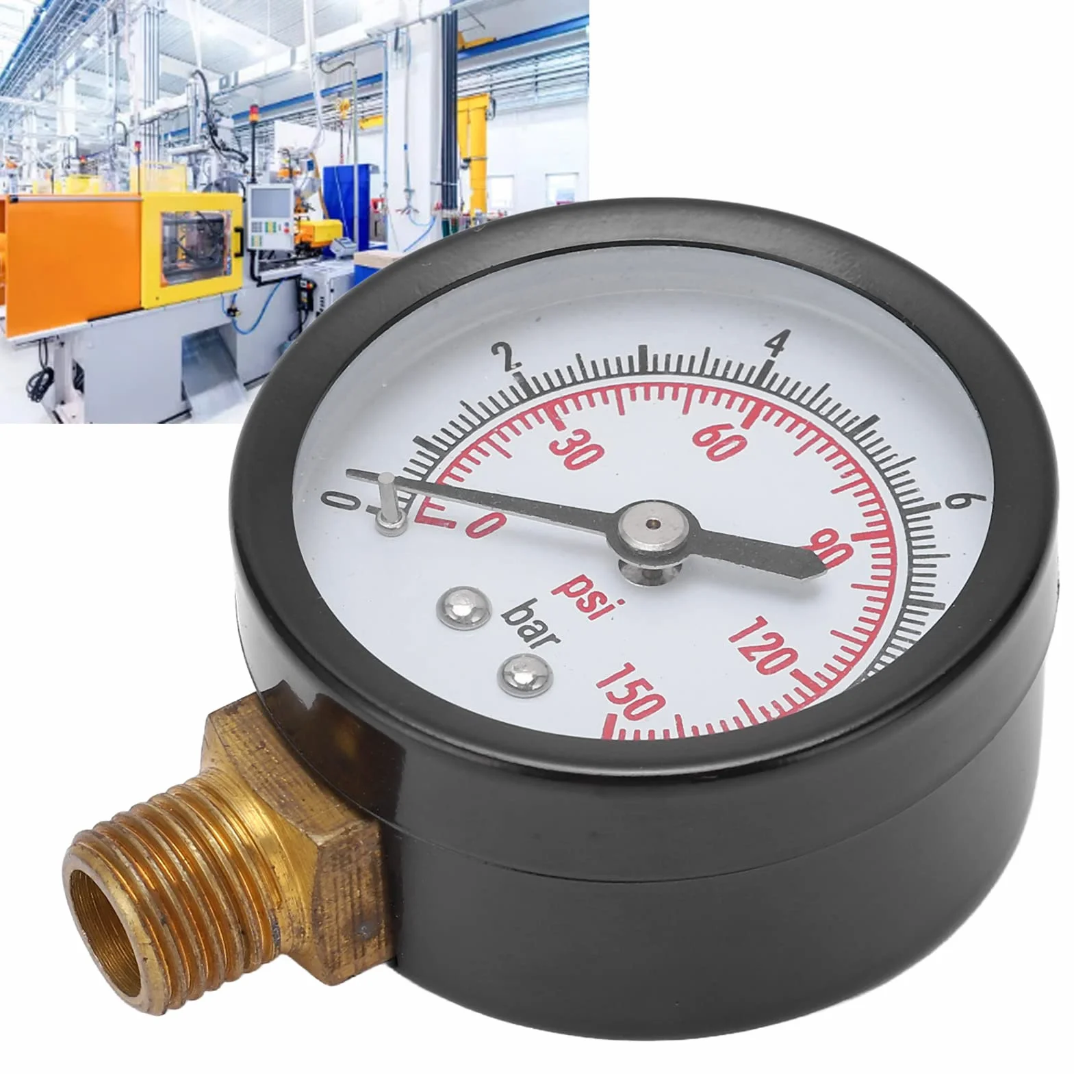 Manometr Cieczy 0-10 Bar 0-150 Psi G1/4 Cal Mosiądz i Stal Stopowa Ciśnieniomierz Pionowy do Monitorowania Cieczy Przemysłowych