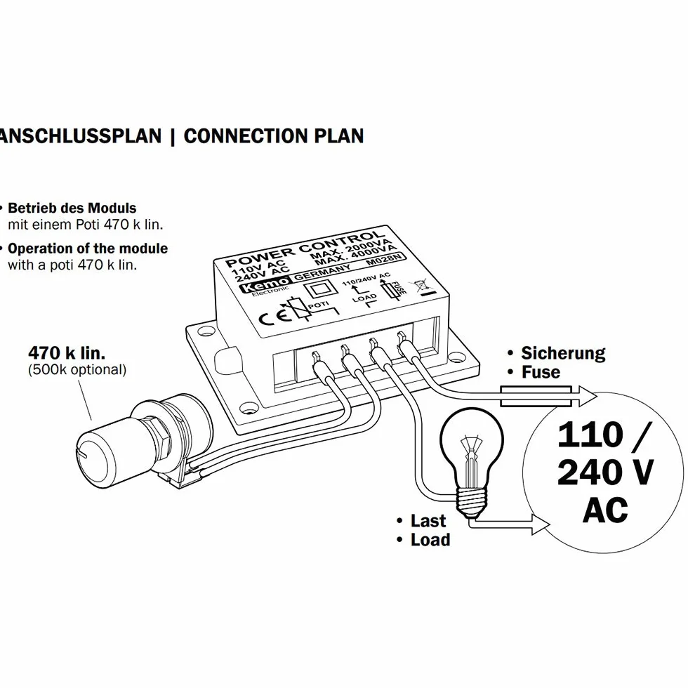 KEMO Regulator mocy 110-240 V/AC 4000 VA M028N