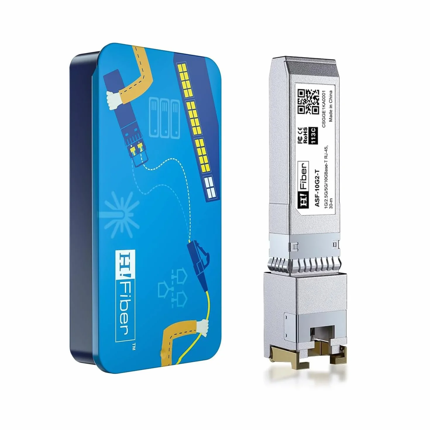 Transceiver 10 GB SFP+ RJ45, moduł Ethernet 10Gbase-T SFP+ obsługuje 10G/5G/2,5G/1,25G, Marvell 113C-Chip, kompatybilny z Cisco SFP-10G-T-S, Ubiquiti UF-RJ45-10G, UniFi, Meraki, MikroTik..., 30 m