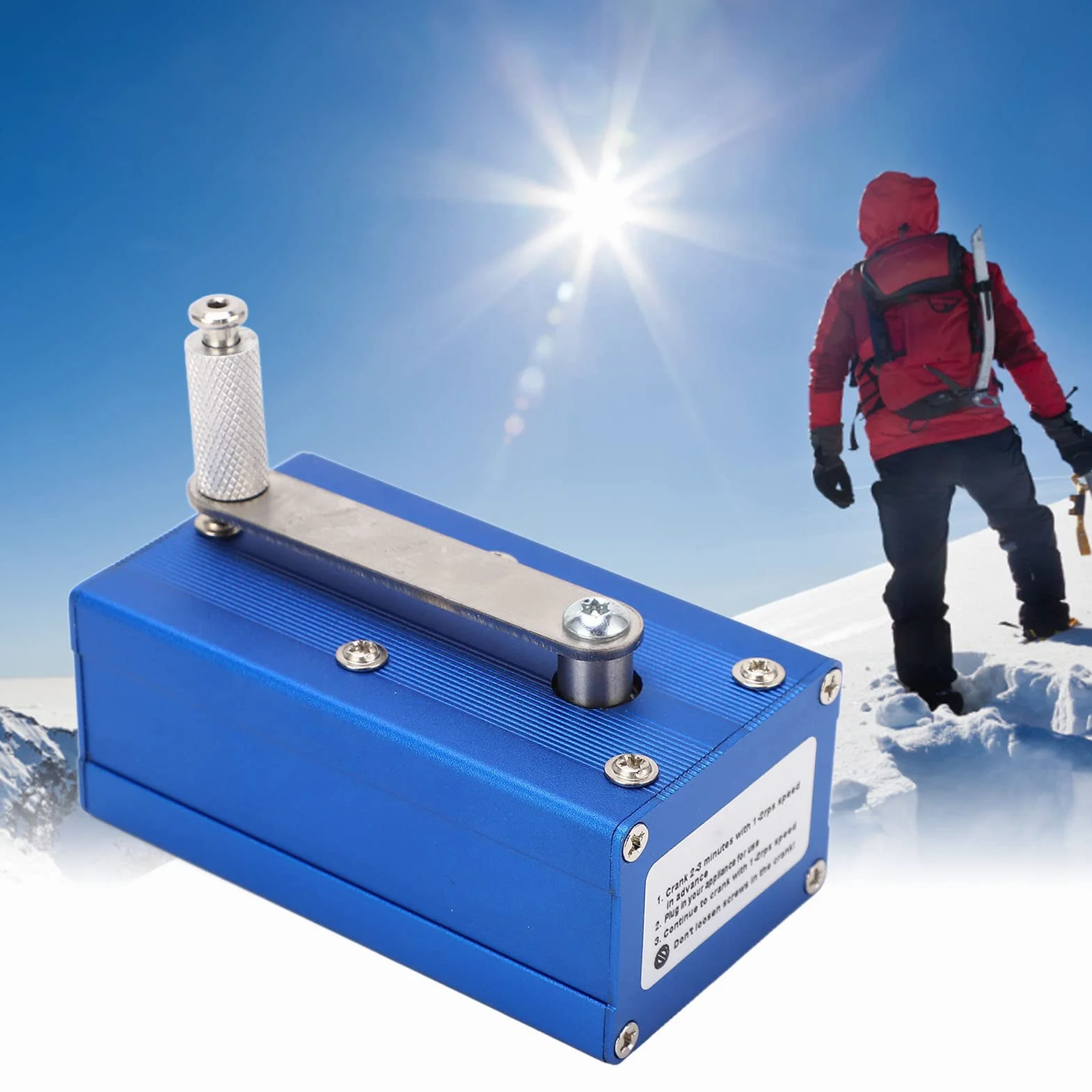Generator Ręczny Korbowy 3W-4W, Przenośny Power Bank z Światłem COB, Stop Aluminium