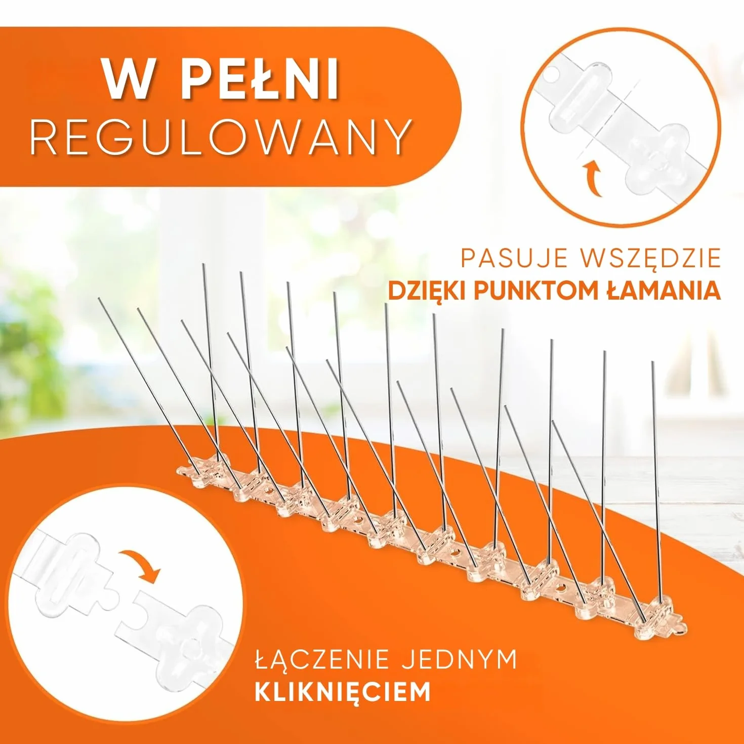 WERKTAL Kolce odstraszające gołębie – skuteczna ochrona przed ptakami z trwałej stali nierdzewnej [3 metry] – przyjazna dla zwierząt ochrona przed gołębiami na balkon i okno – montaż bez użycia narzędzi dzięki nanotape – przeciwko wszystkim gatunkom ptakó
