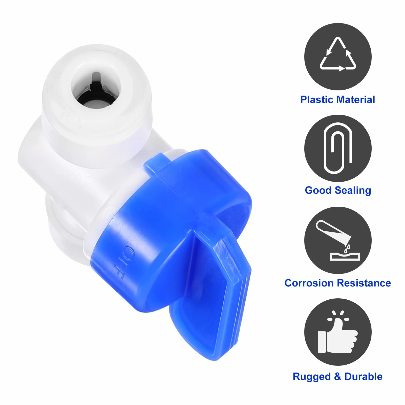 QUARKZMAN Push to Connect złączka śrubowa 1/4" OD x 1/4" OD szybkozłączka rurowa zawór kulowy do RO biały niebieski 6-6 mm