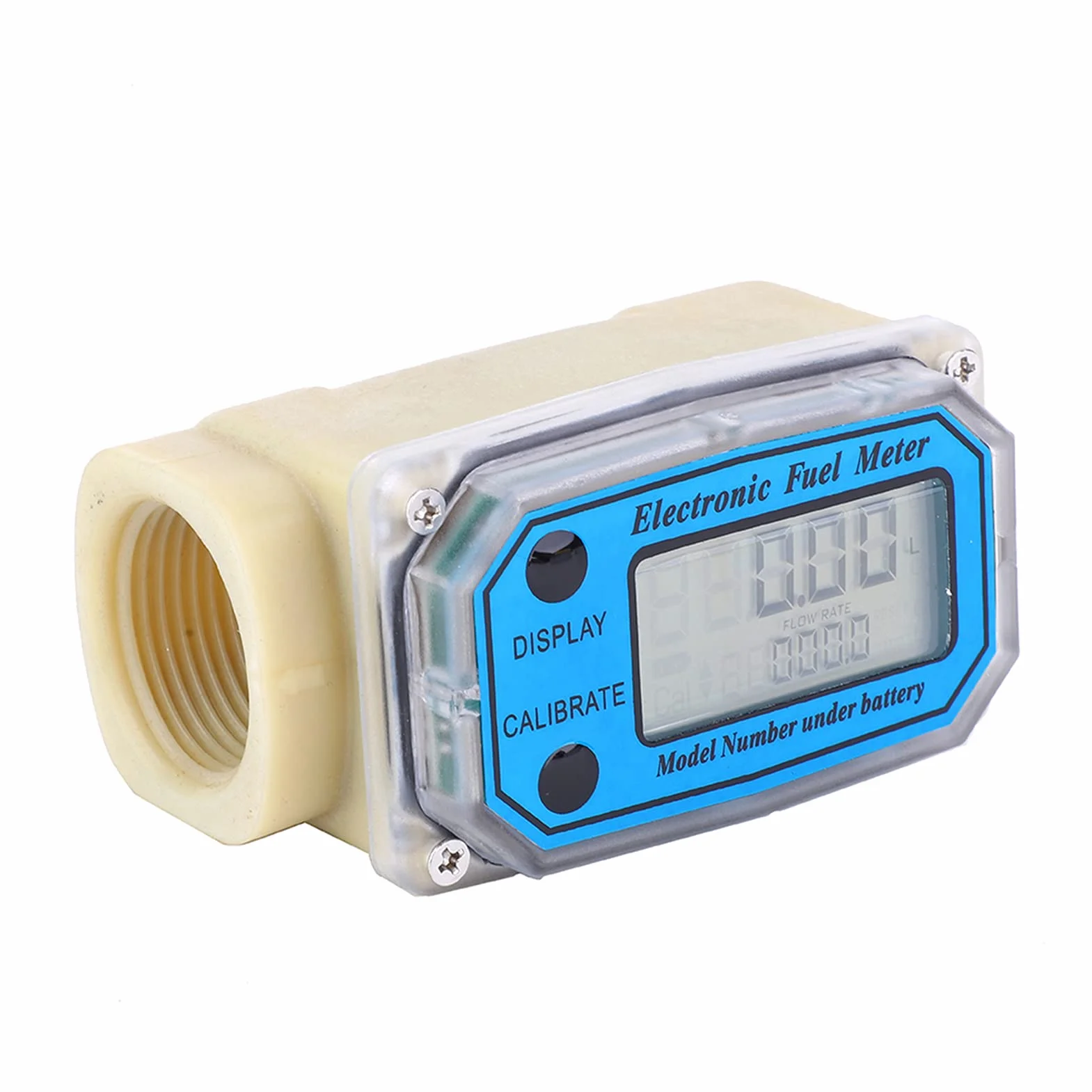 Mini Cyfrowy Przepływomierz Turbinowy LCD 15-120L/min 1" NPT do Oleju Napędowego Mocznik Nafta Benzyna 15-120L/min