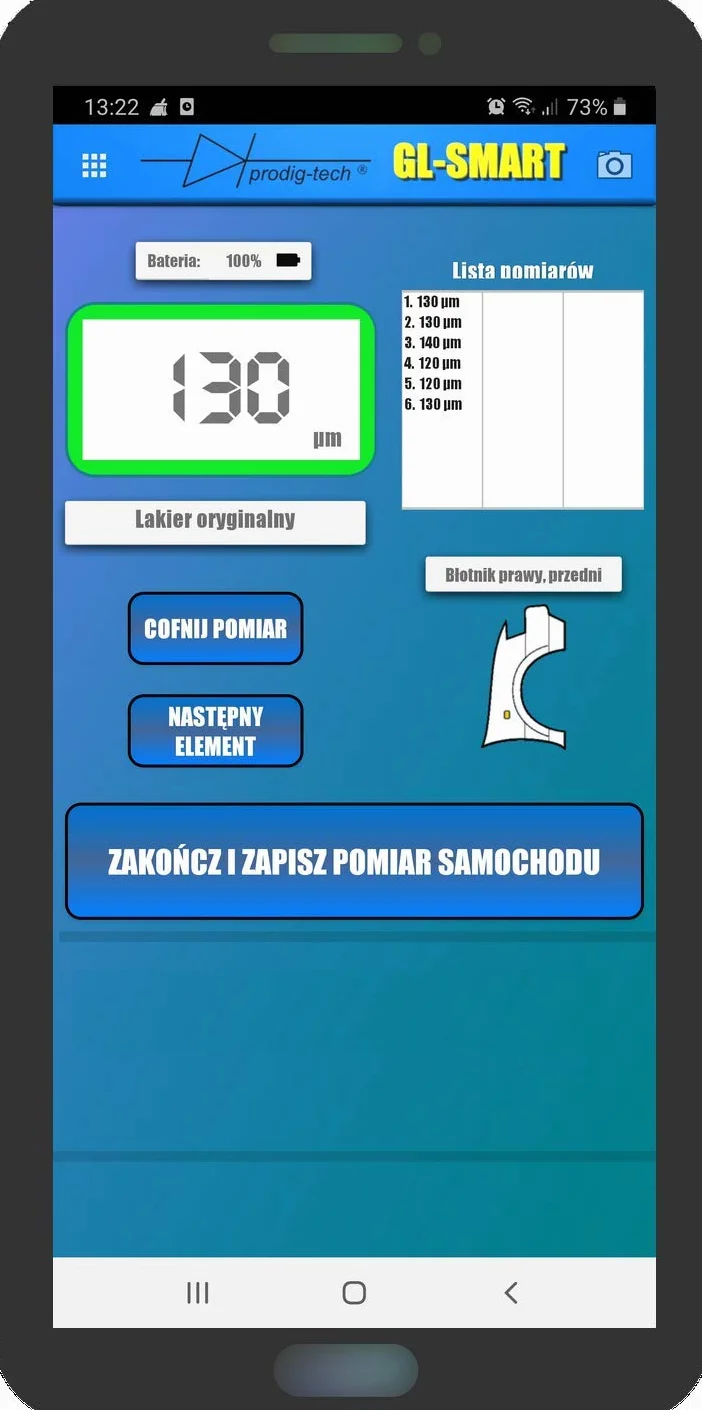 Miernik grubości lakieru GL-SMART-S Aplikacja mobilna Android iOS Sonda przewodowa dociskowa Stal ocynkowana aluminium