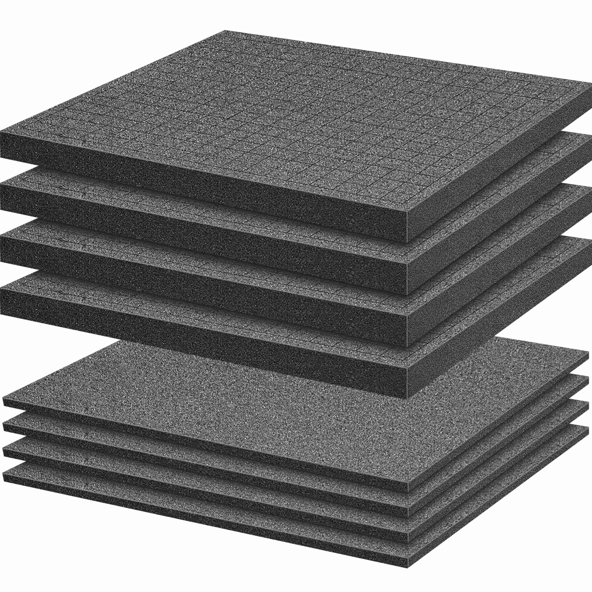 Pianka rastrowa w kostce – 4 sztuki 300 x 300 x 2,5 mm/4 sztuki 300 x 300 x 10 mm — walizka narzędziowa walizka na aparat piankowa — wkładka do walizki, miniatury – narzędzie piankowe