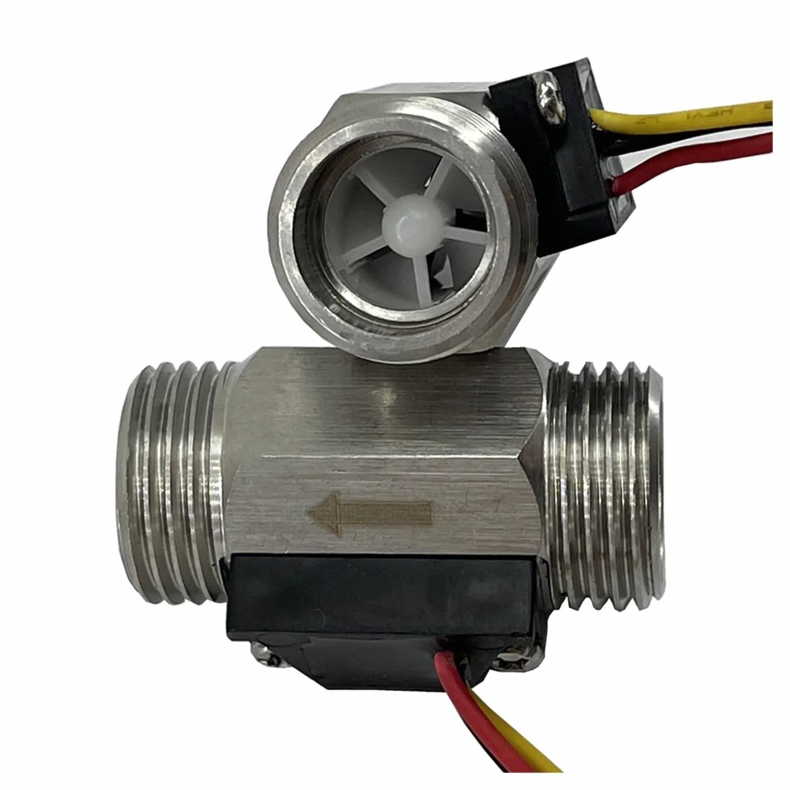 Czujnik przepływu wody G1/2" 1~30L/min Efekt Halla NPN impuls DN15 stal nierdzewna 5-24Vdc
