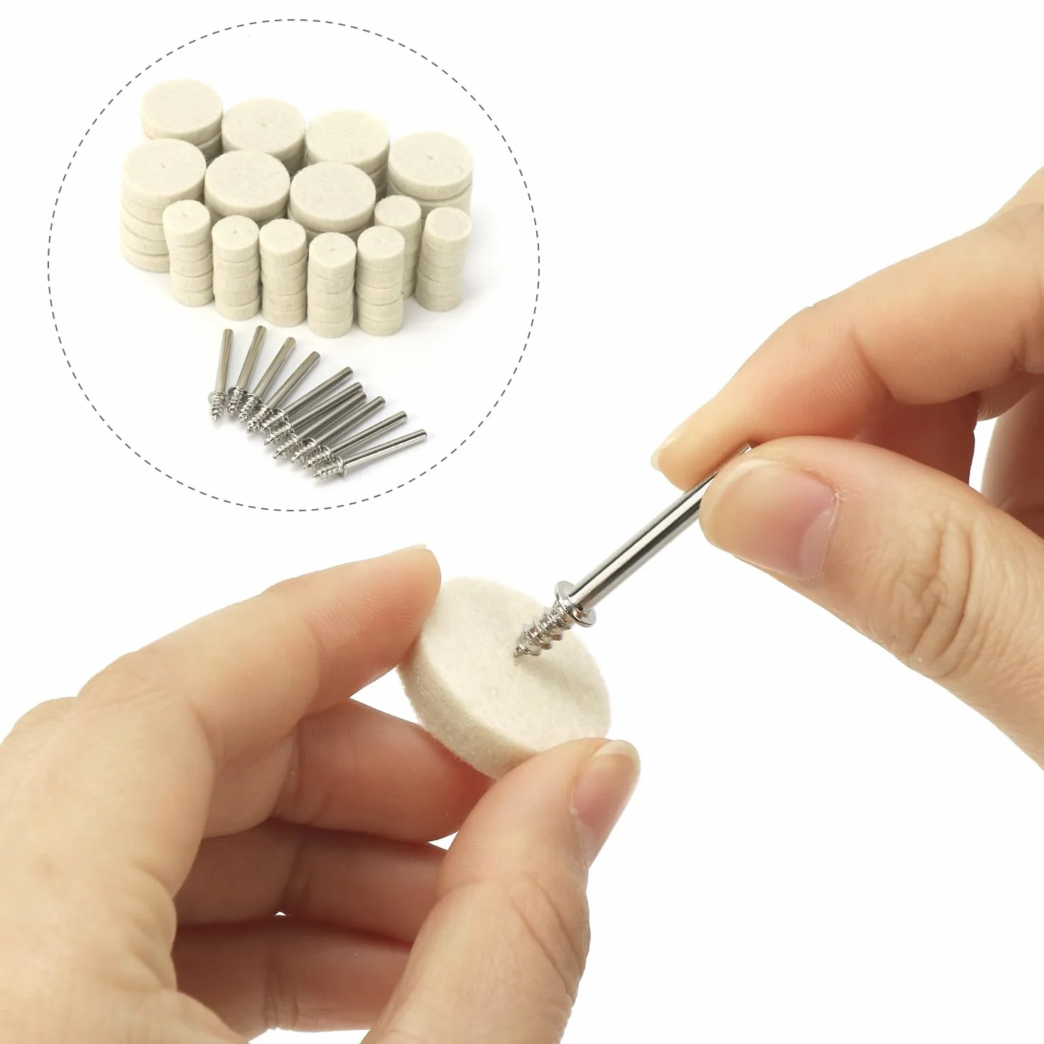 QWORK® 140-częściowy wielofunkcyjny zestaw do polerowania filcu wełnianego i gąbka szlifierska, 1/8" chwyt akcesoria do polerowania metalu, jadeitu i szkła.