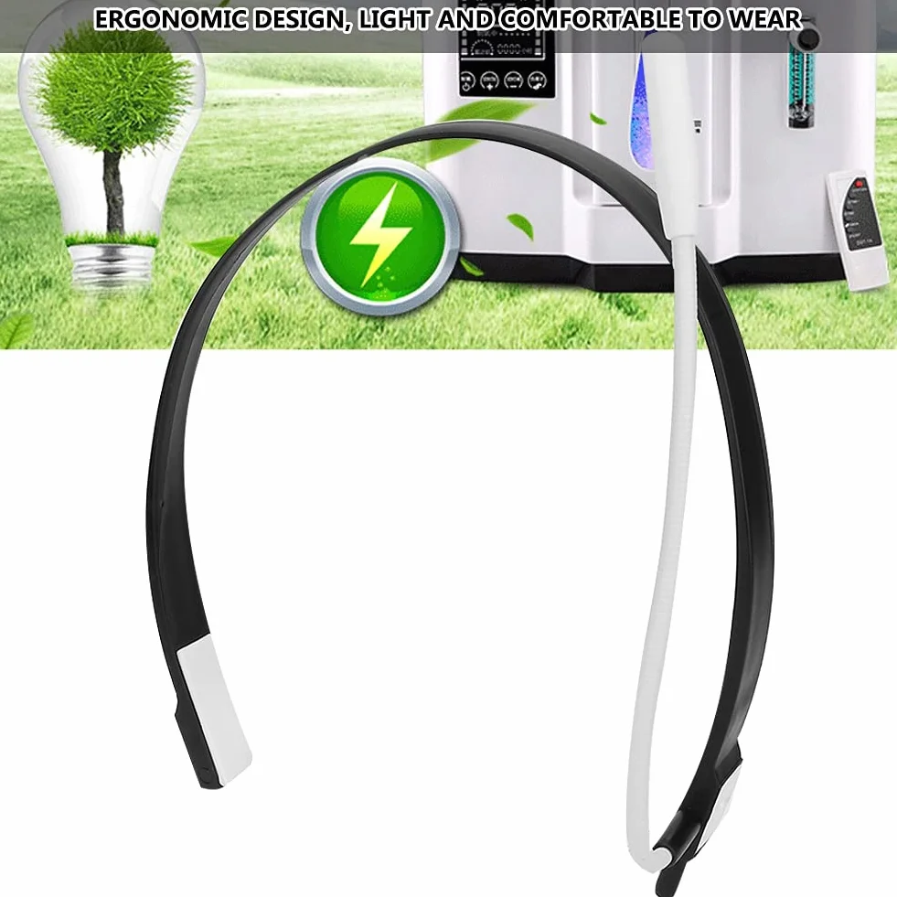 Zestaw Słuchawkowy z Inhalatorem Tlenowym z Zaczepem na Ucho Generator Tlenu z Wygodnym Wylotem do Nosa, ergonomiczną konstrukcją, obrotową głowicą zapewniającą wygodną obsługę,