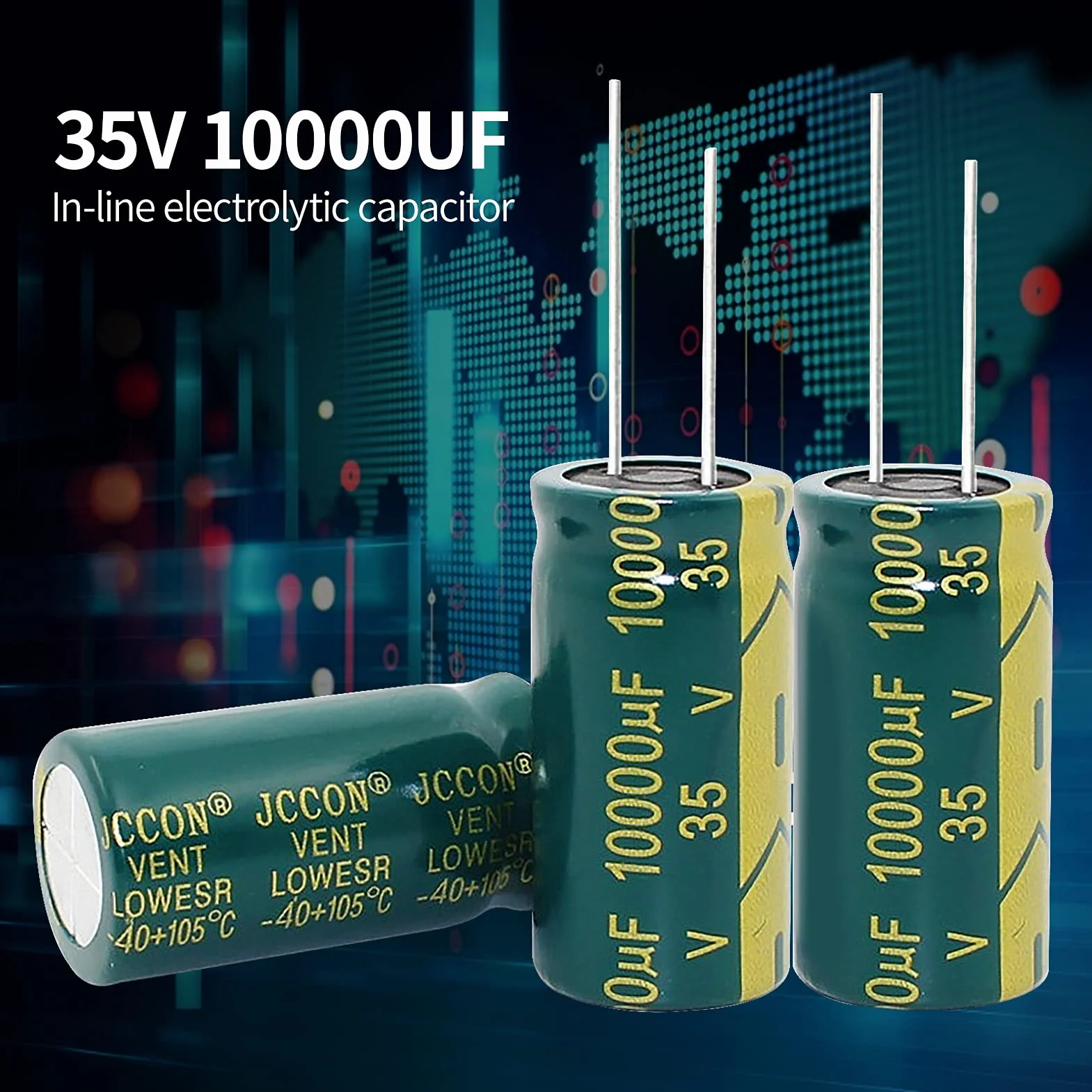 Kondensatory elektrolityczne, 5 sztuk 35 V 10000 UF 18 * 35 mm Zestaw pudełek asortymentowych Aluminiowy kondensatory elektrolityczne Komponent elektroniczny o wysokiej częstotliwości