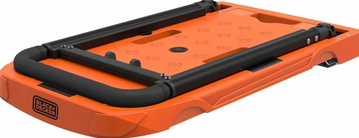 Black + Decker składany wózek transportowy – maks. 90 kg – uchwyt z regulacją wysokości – 61,4 x 37 x 3 x 89,4 cm – pomarańczowy