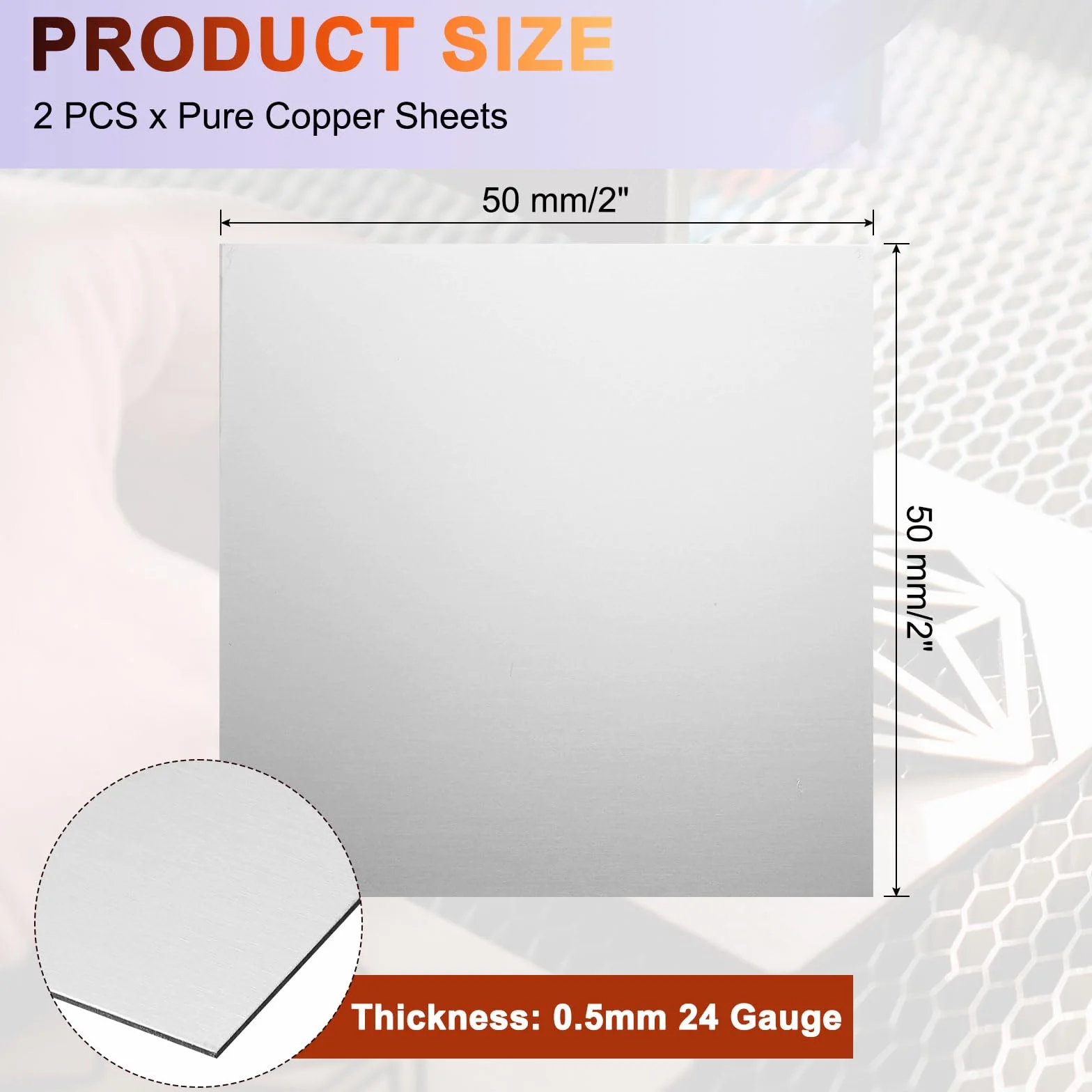 QUARKZMAN 2 sztuki blachy ze stali nierdzewnej 304, 2" x 2", grubość 0,5 mm, blacha ze stali nierdzewnej w rękawiczkach, dla majsterkowiczów, modelarzy, biżuterii, napraw, napraw elektrycznych (kolor