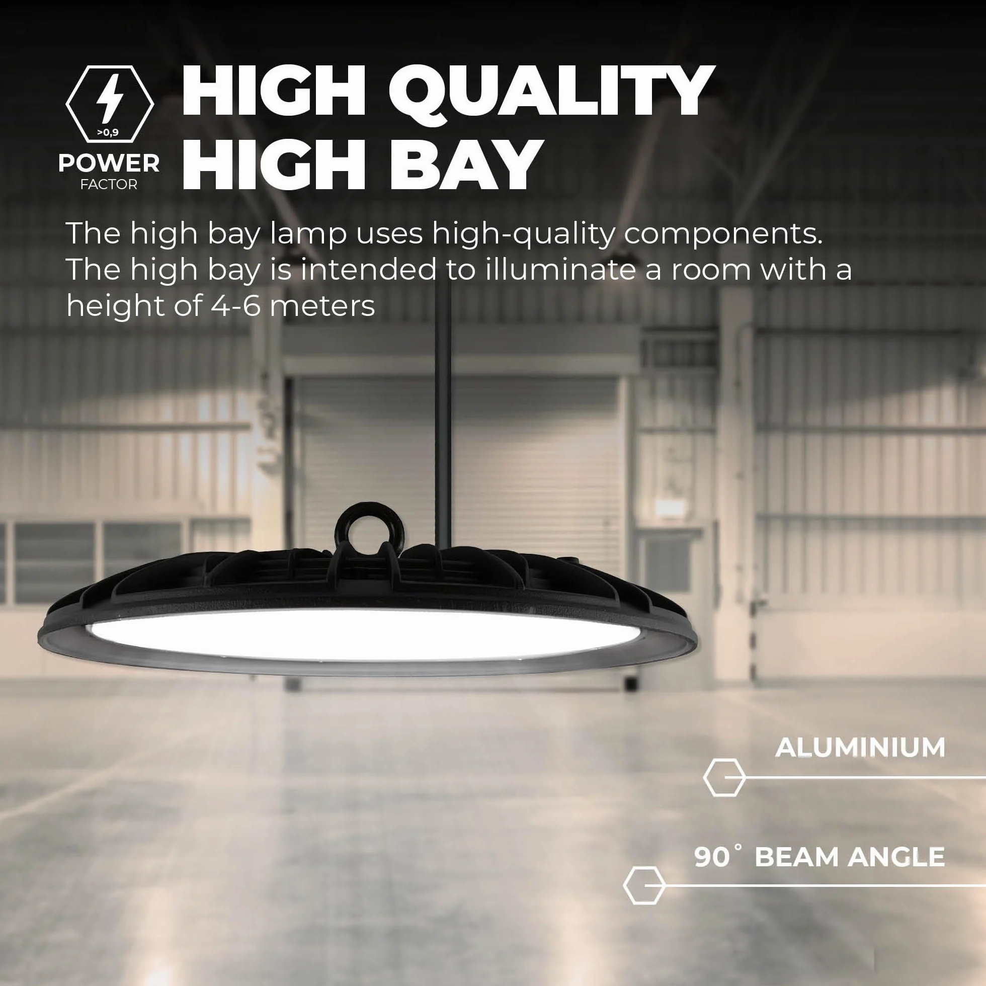 Ledvion Energooszczędny czujnik LED High Bay, 150 W, 110 lm/W, 22 000 lumenów, 3000 K, IP65, możliwość ściemniania, profesjonalna lampa UFO
