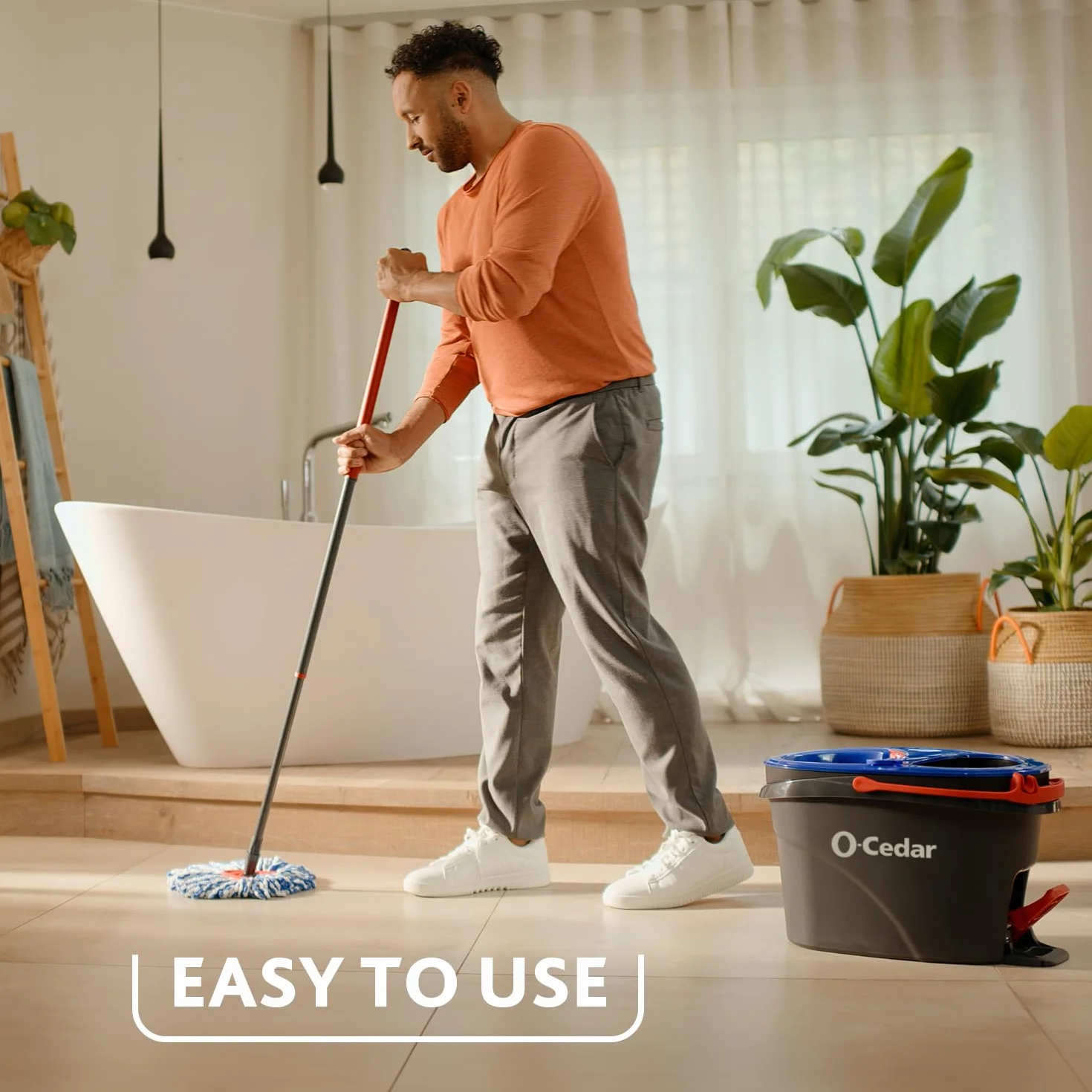 O-Cedar RinseClean Spin Mop & Bucket System + 1 dodatkowa głowica mopa | Czyść czystą wodą | Usuwa 99% bakterii