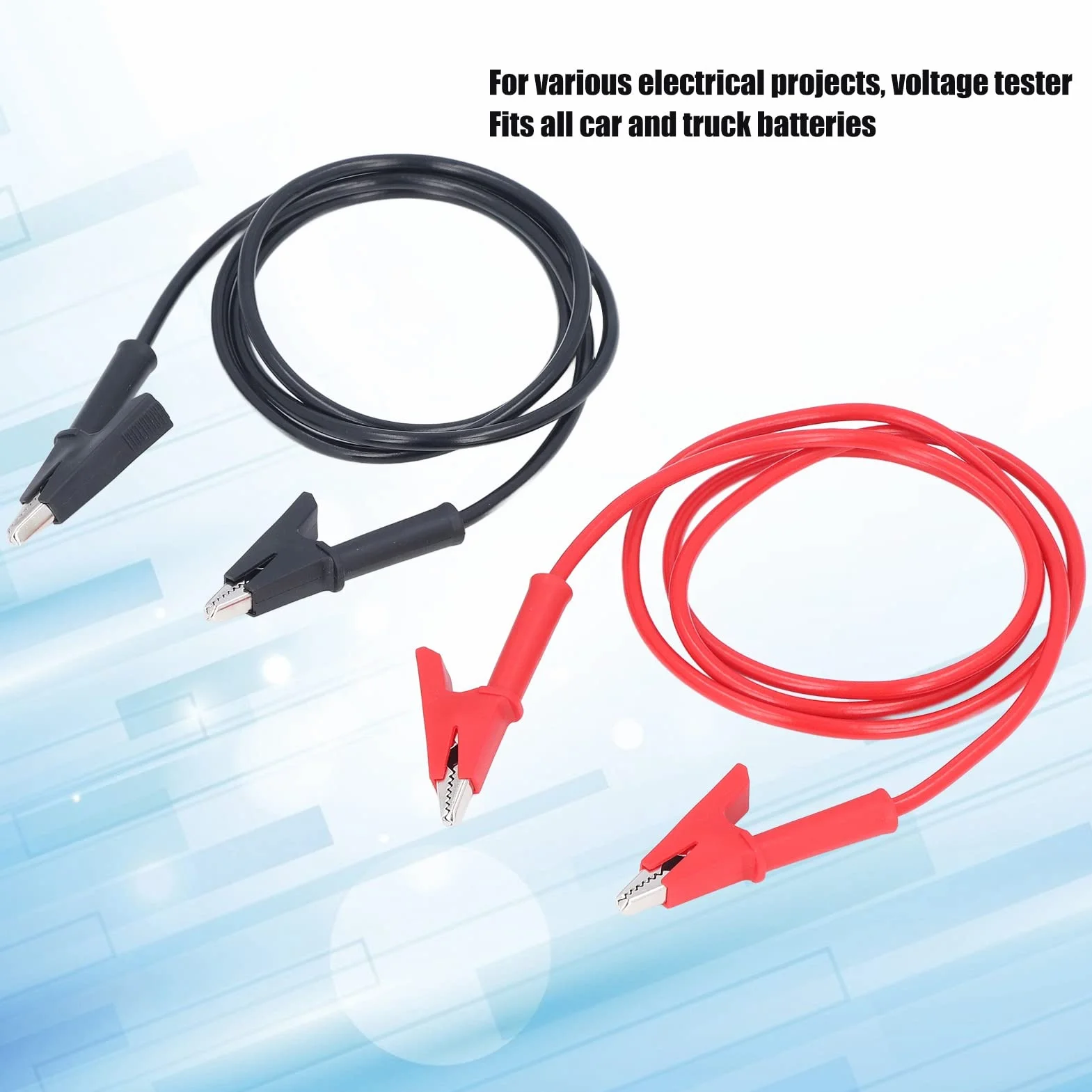 Kabel z Podwójnymi Końcówkami Krokodylowymi, 1 Zestaw Podwójnych Zacisków Krokodylkowych, Mosiężne Silikonowe Zaciski Krokodylkowe, 20A 3000V Podwójne Zakończone, Przewody Pomiarowe