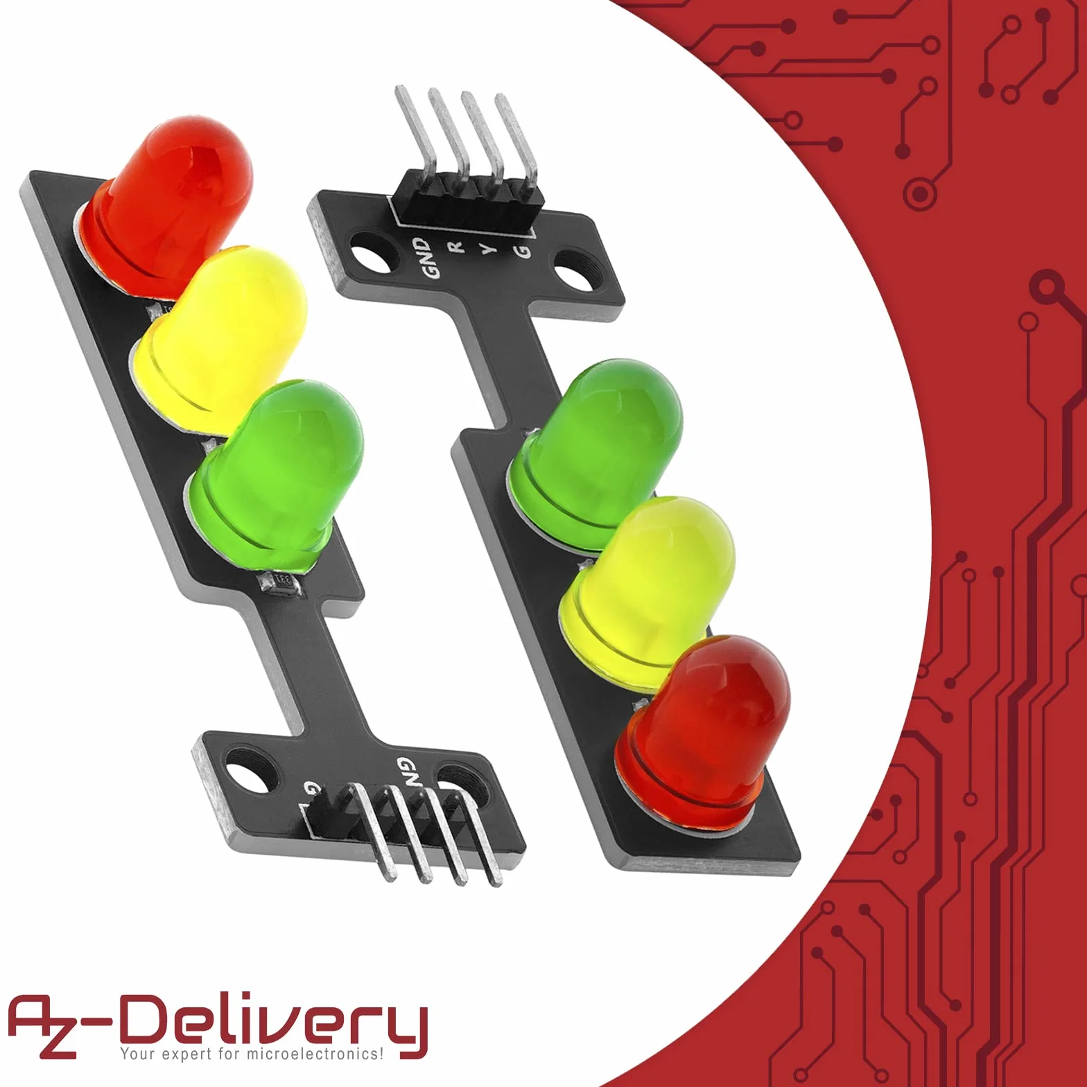 AZDelivery 5 x Moduł sygnalizacji świetlnej LED Kreatywny mini sygnalizator świetlny DIY 3.3-5V 8mm kompatybilny z Arduino tym e-book!