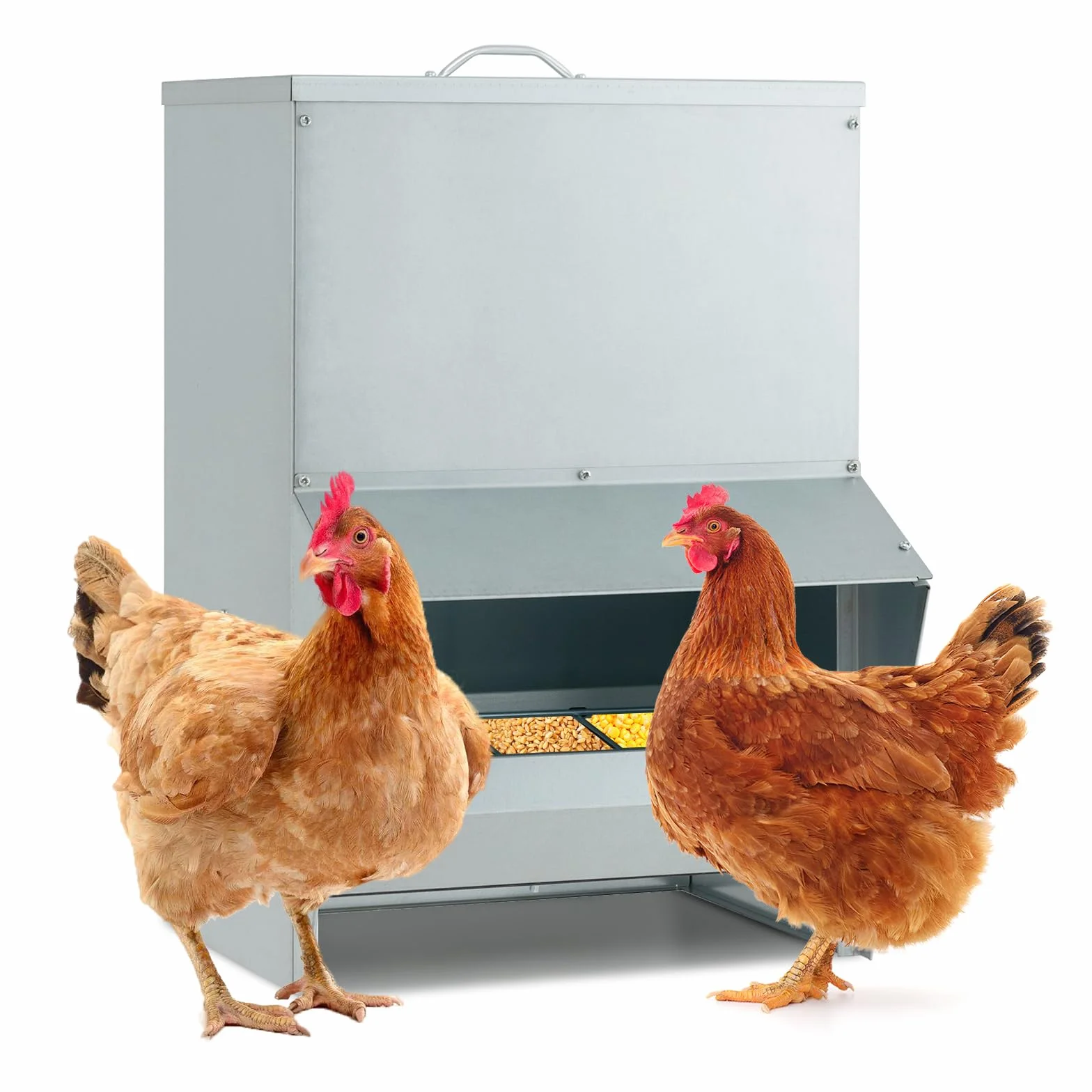 COSTWAY Automatyczny karmnik dla kur 22 kg z ocynkowanego metalu srebrny