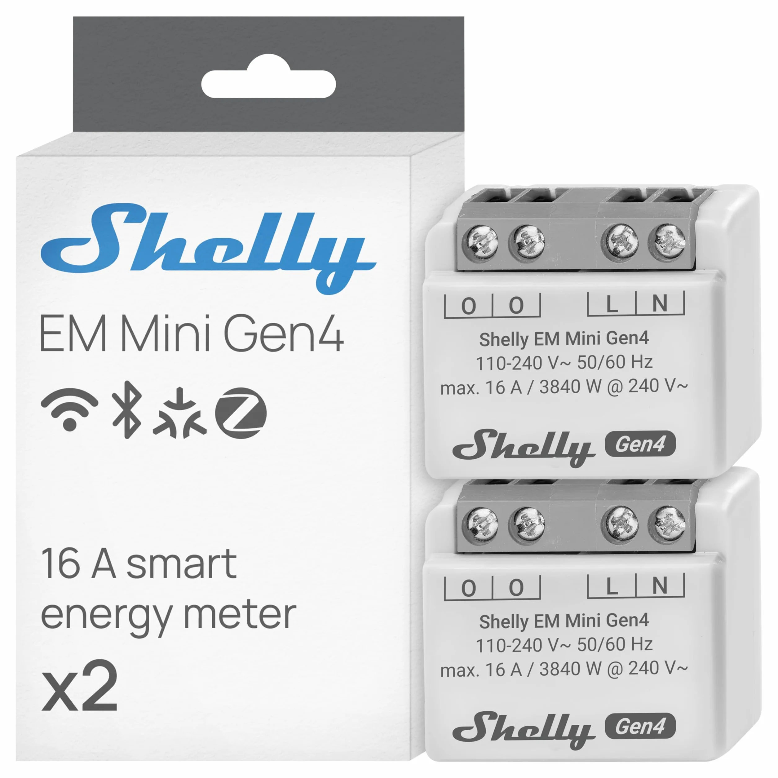 Shelly EM Mini Gen4, inteligentny miernik energii zasilany przez Wi-Fi, do 16 A, Matter, Zigbee, amperomierz, woltomierz, pomiar mocy, zdalne sterowanie, automatyka domowa, nie wymaga koncentratora (2