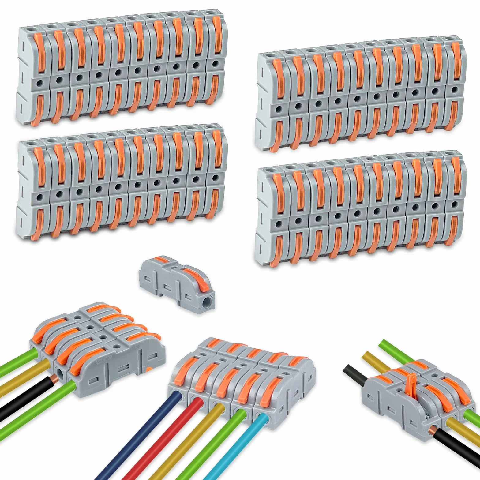 Uootach 40 sztuk szybkie złącza elektryczne z dźwignią, złącze przewodowe Kompaktowe bloki zaciskowe 4mm², wolne połączenie zacisków po obu stronach