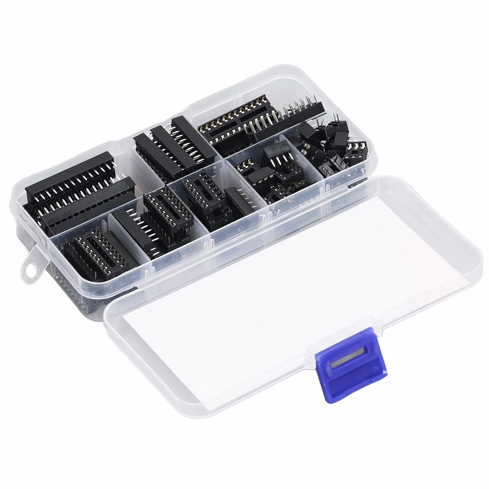 66 szt. Insualted Plastikowe Gniazdo IC DIP z Płaskim Pinem Gniazdo IC IC Zestaw Asortymentowy Zestawy Adapterów do Montażu na Płytkach Drukowanych 6P do 28P