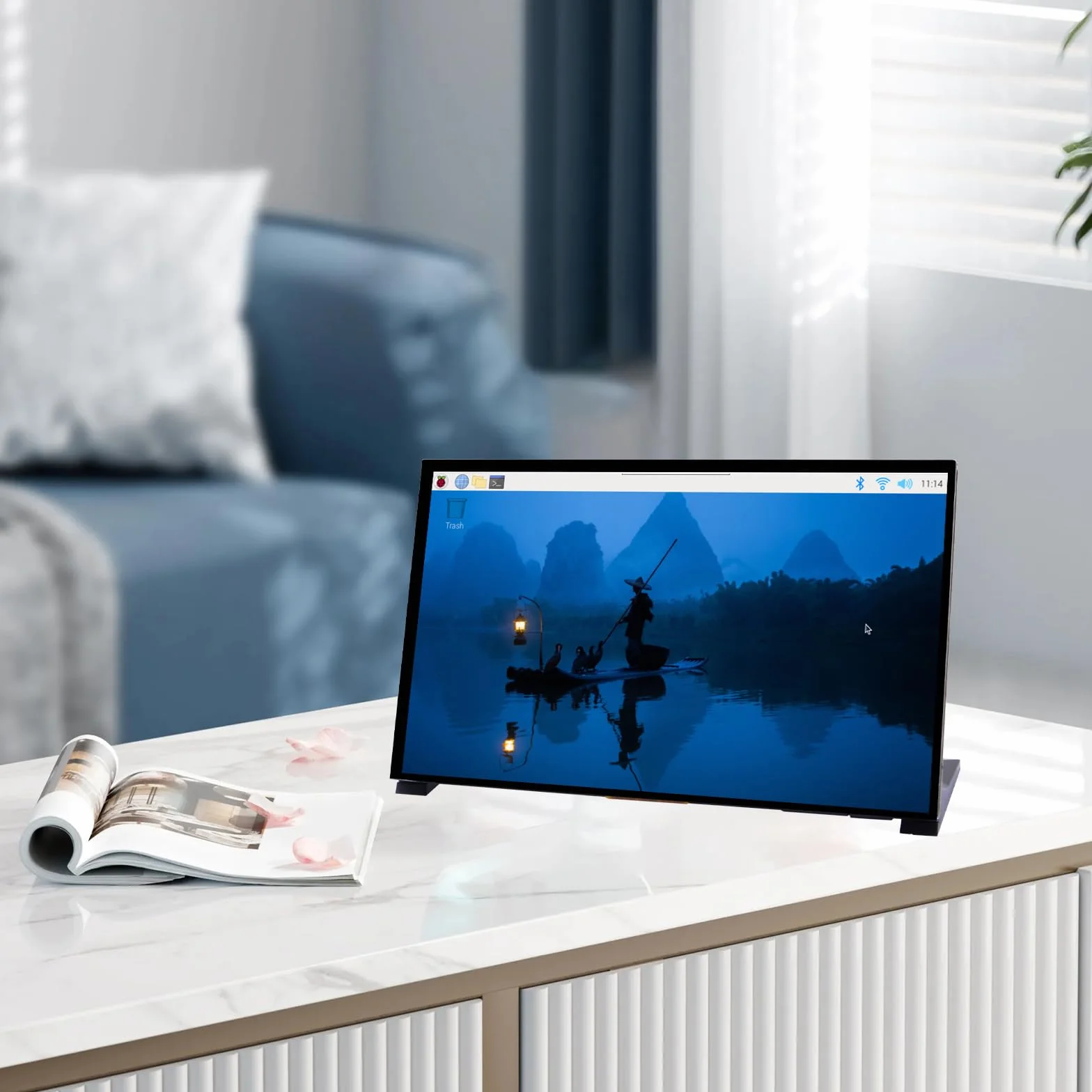 GeeekPi 10,1 calowy pojemnościowy ekran dotykowy, monitor HDMI IPS 1024x600 Wyświetlacz LCD z podwójnymi głośnikami dla Raspberry Pi 5/4B/3B+/3B, z otworem montażowym do instalacji płyty Raspberry Pi