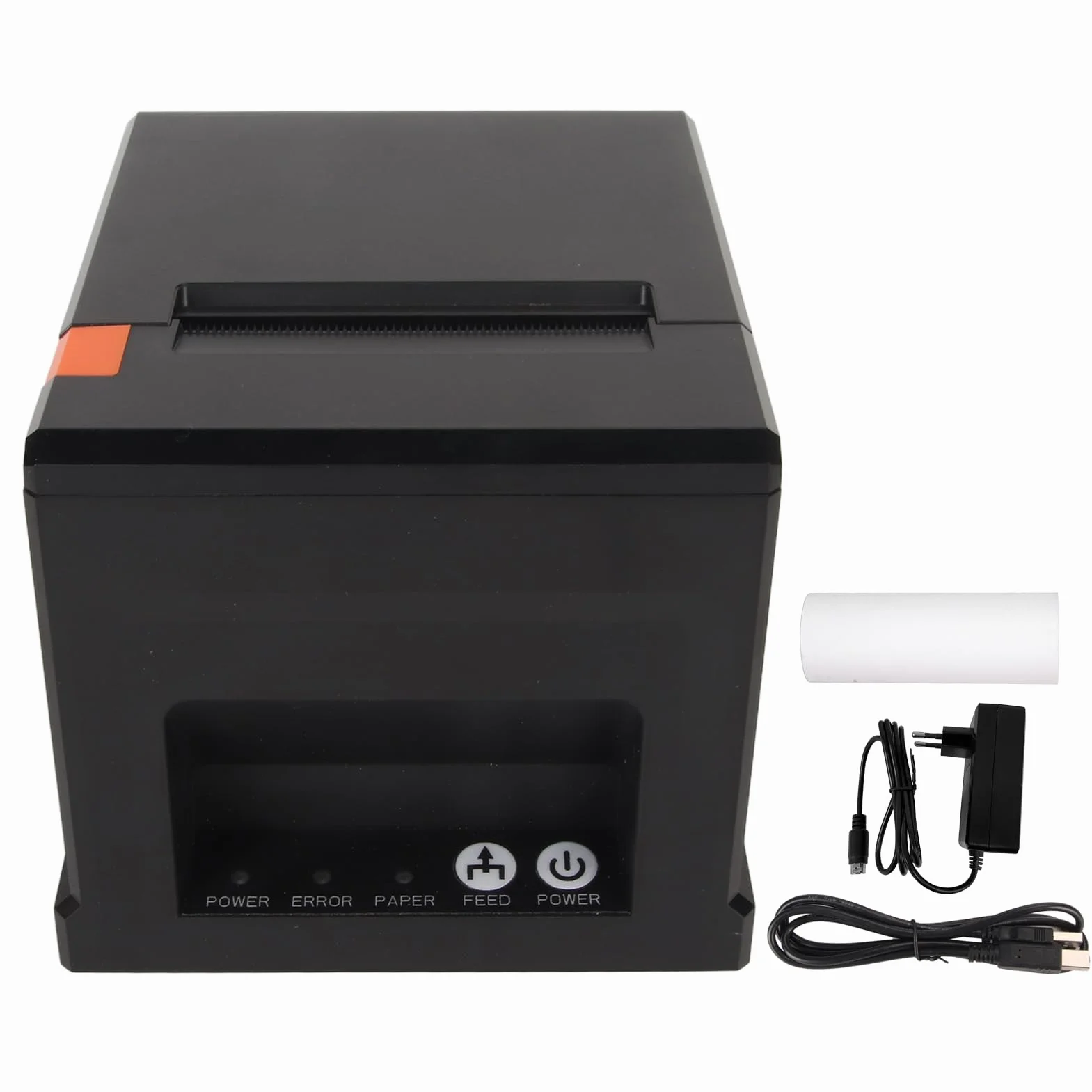 Termiczna Drukarka Paragonów z Automatycznym Obcinaniem, Drukarka POS 80 Mm, Obsługa Interfejsu Szeregowego Ethernet Bluetooth i USB, Szuflada na gotówkę, Drukarka Kuchenna w (Wtyczka UE)