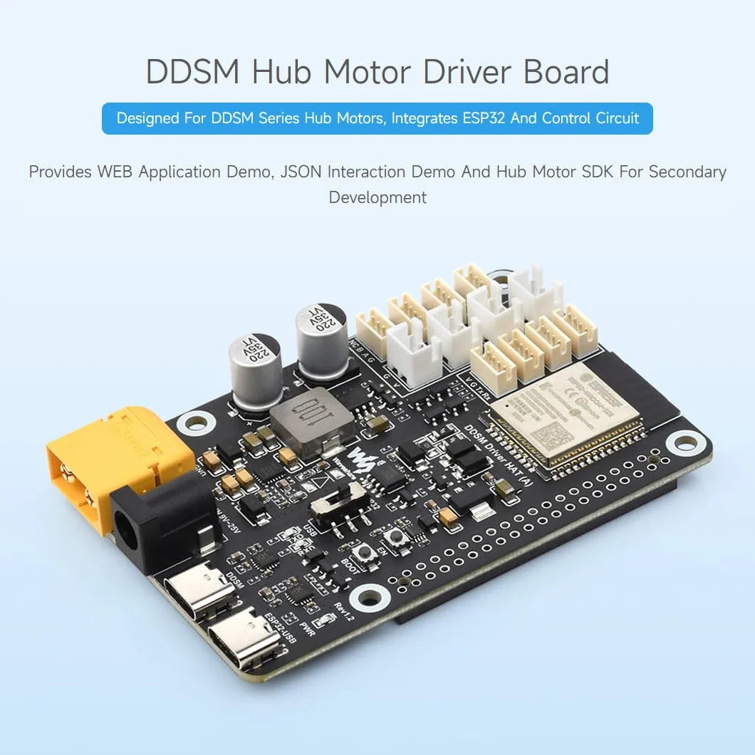 Waveshare Direct Drive Servo Motor Driver Board ESP32 WiFi DDSM Hub Motor ESP Now