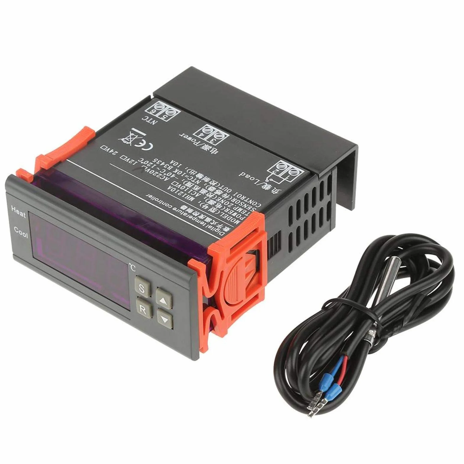 Cyfrowy regulator temperatury, regulator temperatury, MH1210A mini cyfrowy termostat regulator temperatury z sondą czujnika (AC220V)