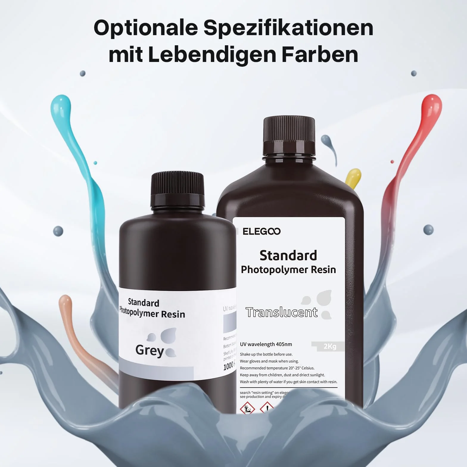 ELEGOO 405nm Rapid Resin Żywica do drukarki 3D, LCD UV, fotopolimerowa, 1000 g, szara