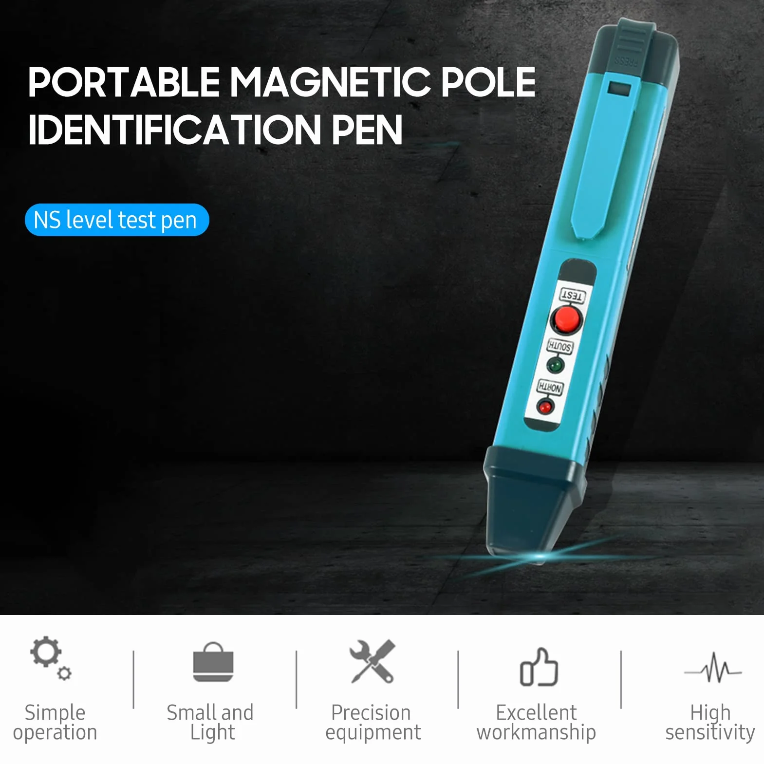 Magnetyczny Tester Polaryzacji, Przenośny Detektor Magnesów z 2 Światłami LED, Narzędzie do Testu Polaryzacji i Cewki