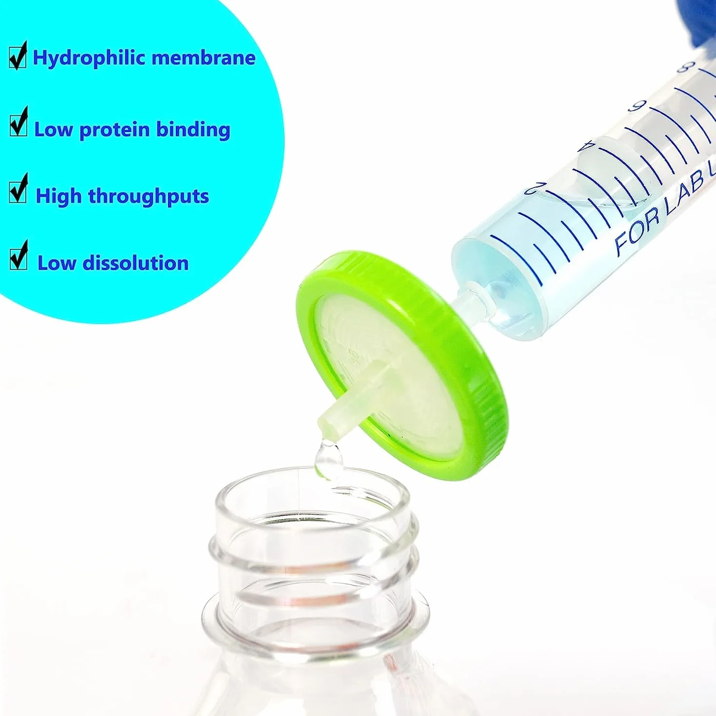 20 sztuk filtrów do strzykawki sterylne membrany PES o średnicy 33 mm i porach 0,22 um, filtry igłowe do HPLC i GC, filtracja laboratoryjna o wysokiej wydajności