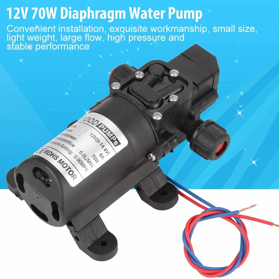 Pompa Membranowa 12V 0,9MPa 6L/min 70W Samozasysająca Wodna