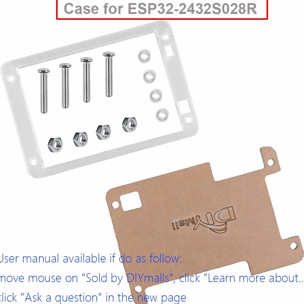 DIYmalls 2,8-calowy ESP32 wyświetlacz ESP32-2432S028R moduł rezystancyjny ekran dotykowy 240x320 TFT LCD ESP-32 płytka rozwojowa + akrylowa obudowa do Arduino