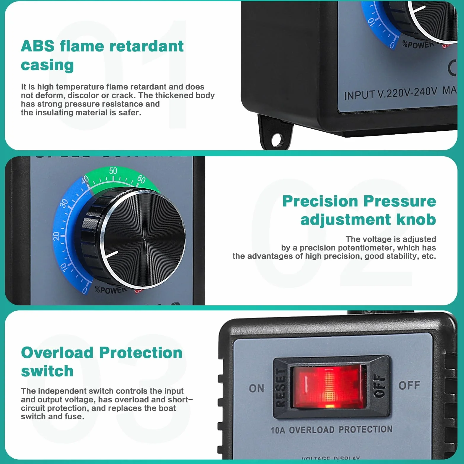 Jadeshay Regulator napięcia SCR 4000W AC220V elektroniczny regulator prędkości wentylatora silnika