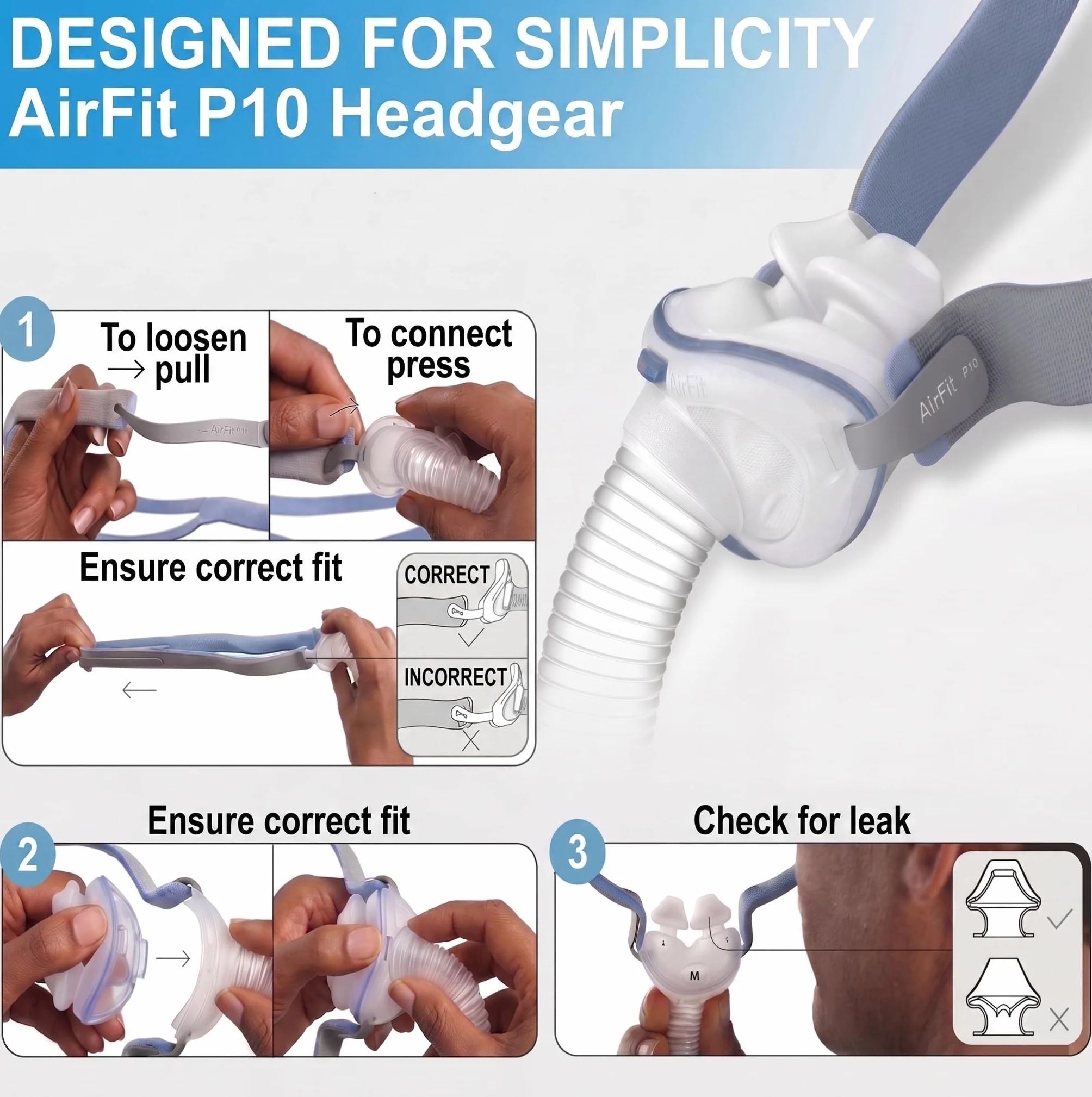 Pasek na Głowę Kompatybilny z Maską ResMed AirFit P10 - Uprząż CPAP