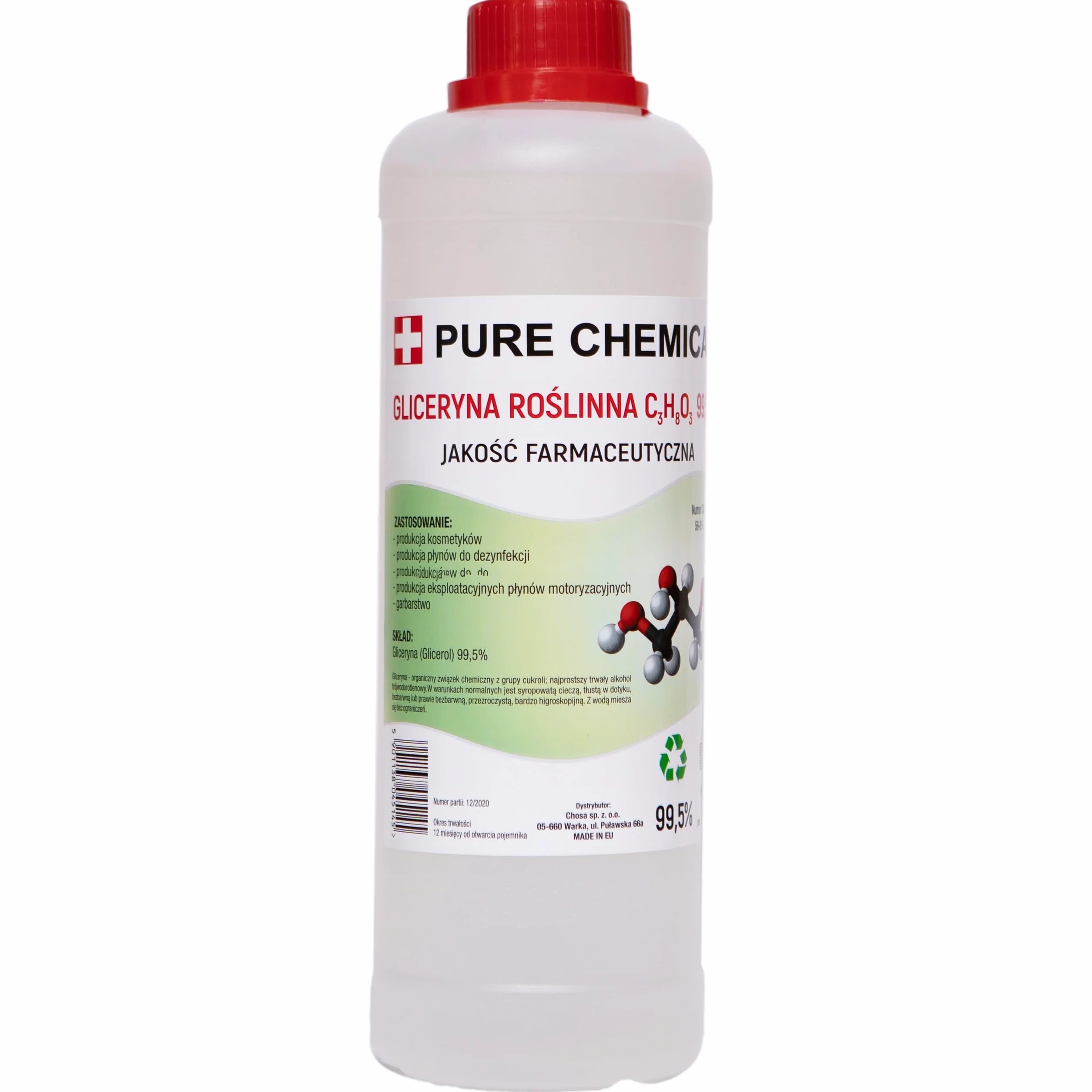 PURE CHEMICAL Gliceryna Roślinna Farmeceutyczna 99,5% (1L)
