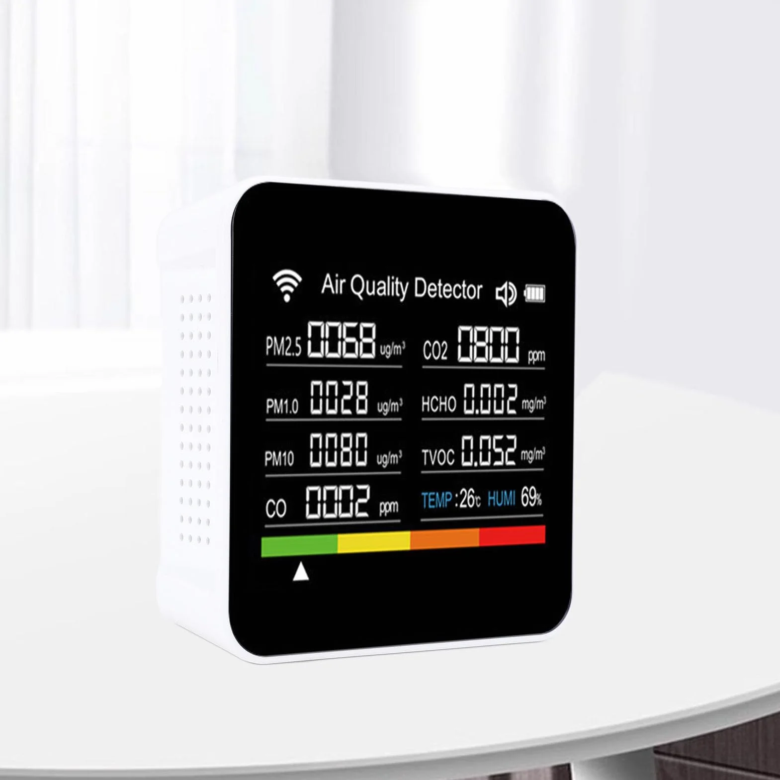 Inteligentny Detektor Jakości Powietrza 14 w 1, Wewnętrzny Miernik PM2.5, Wilgotność, Temperatura, Wi-Fi