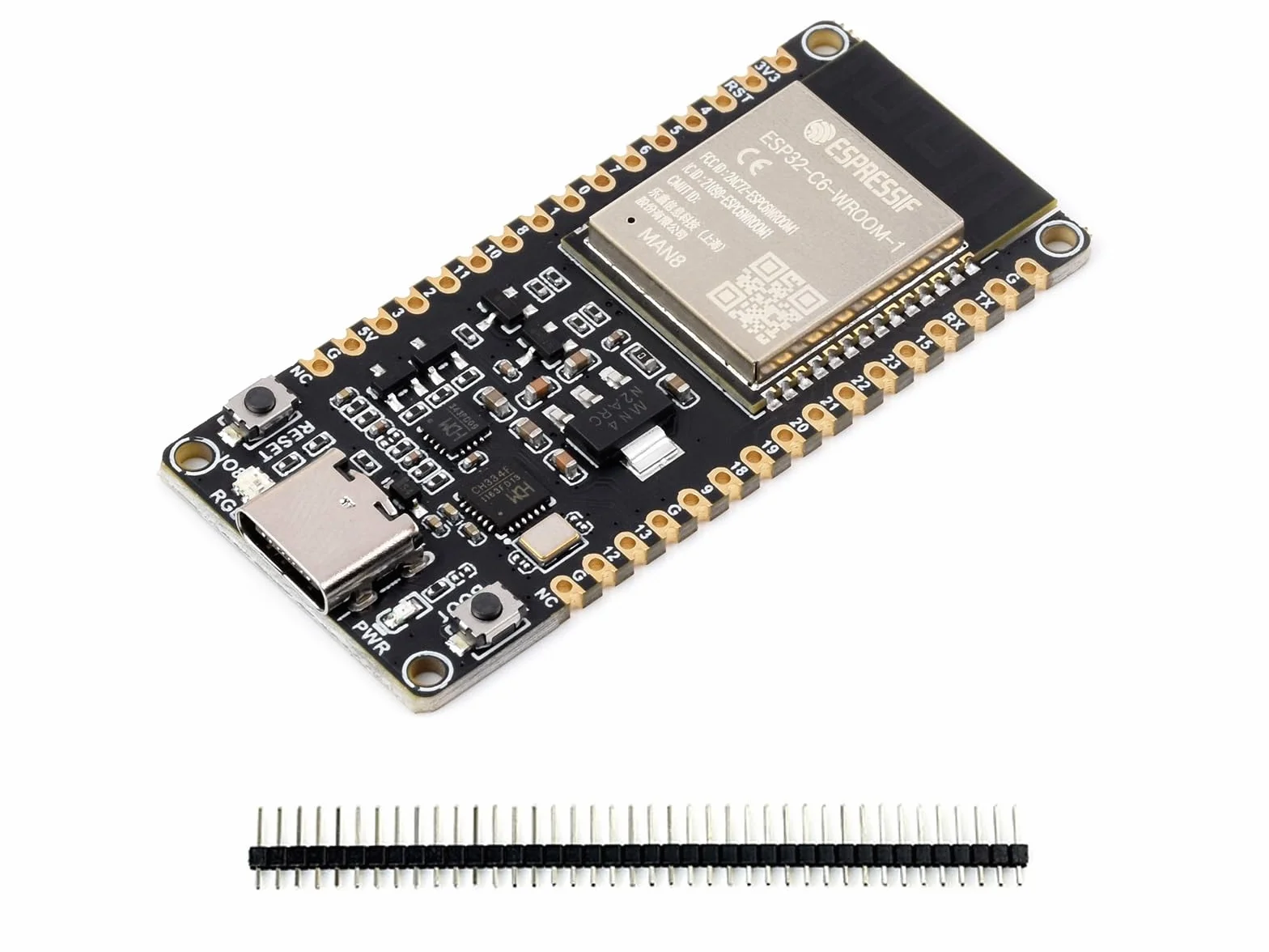 Waveshare ESP32-C6 mikrokontroler WiFi 6 Development Board ESP32-C6-WROOM-1-N8 moduł z 32-bitowym procesorem Sngle-core RISC-V, WiFi 6+Bluetooth 5+IEEE 802.15.4 komunikacja bezprzewodowa
