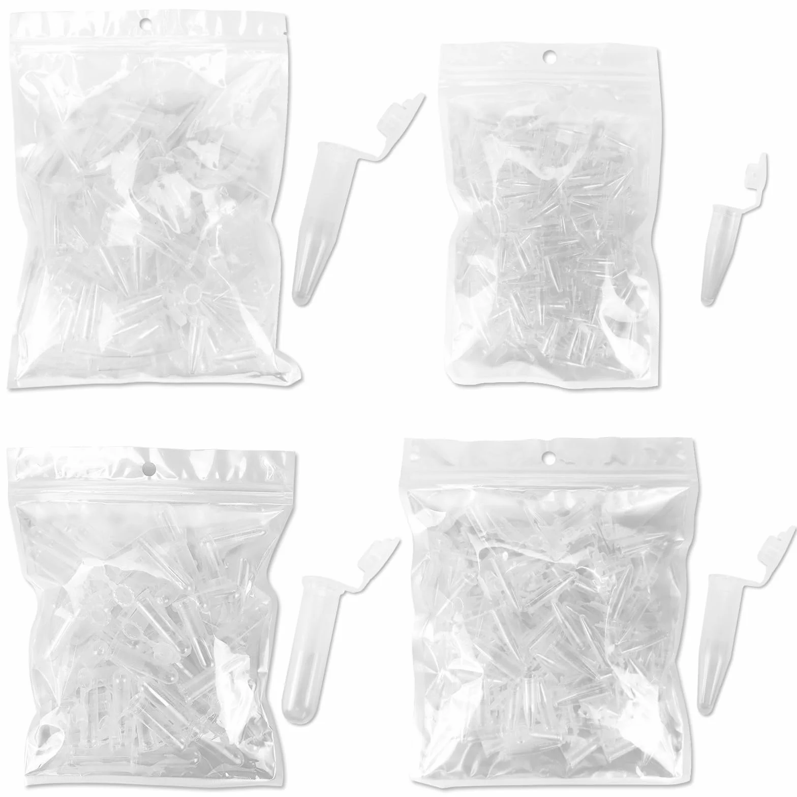 400 sztuk w czterech rozmiarach 0,2 ml, 0,5 ml, 1,5 ml, 2 ml, plastikowa probówka wirówka z końcówką, mikroprobówki laboratoryjne stożkowe wirówki przezroczyste