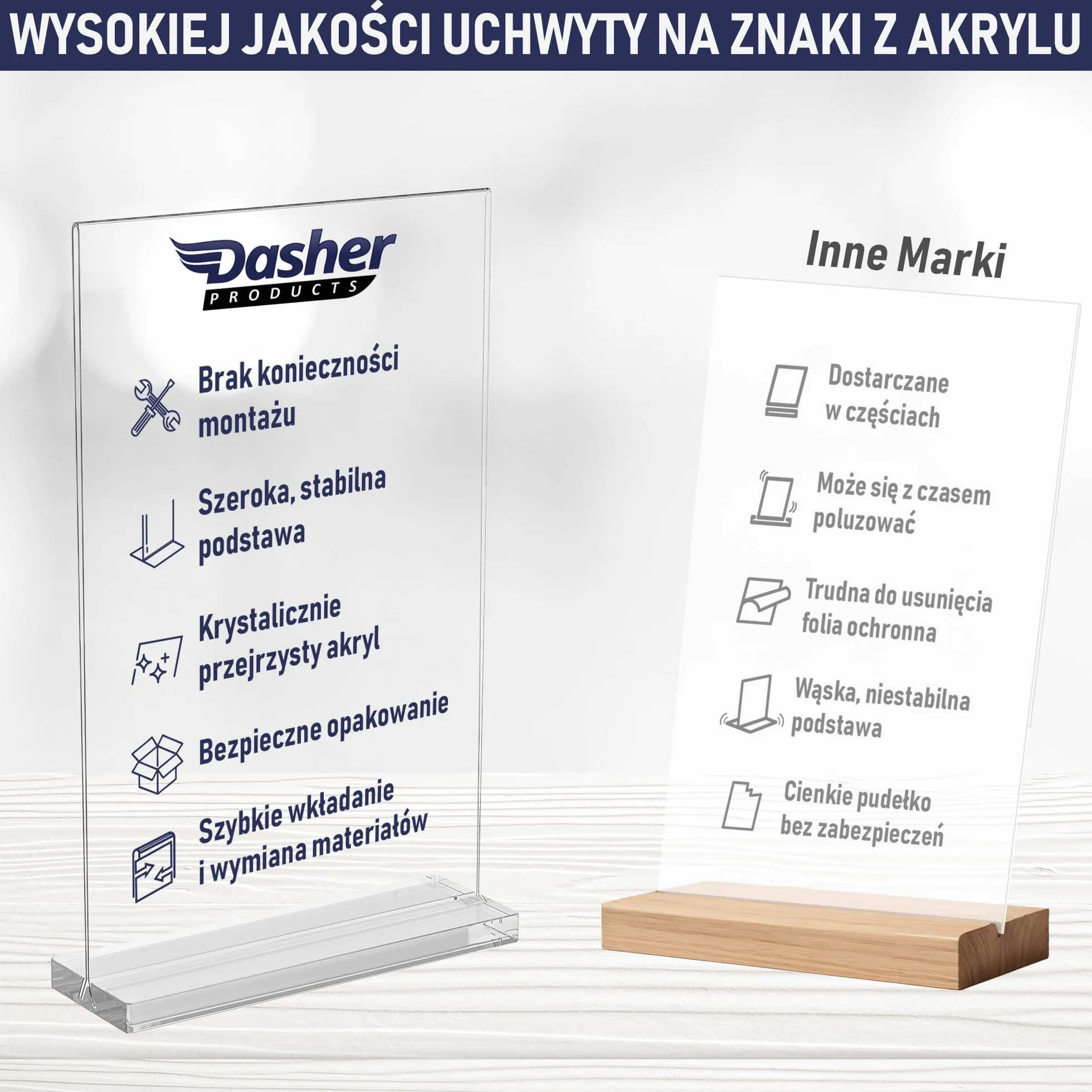 Stojak Akrylowy A5 Zestaw 6 Szt. Dwustronna Ramka Polerowane Krawędzie