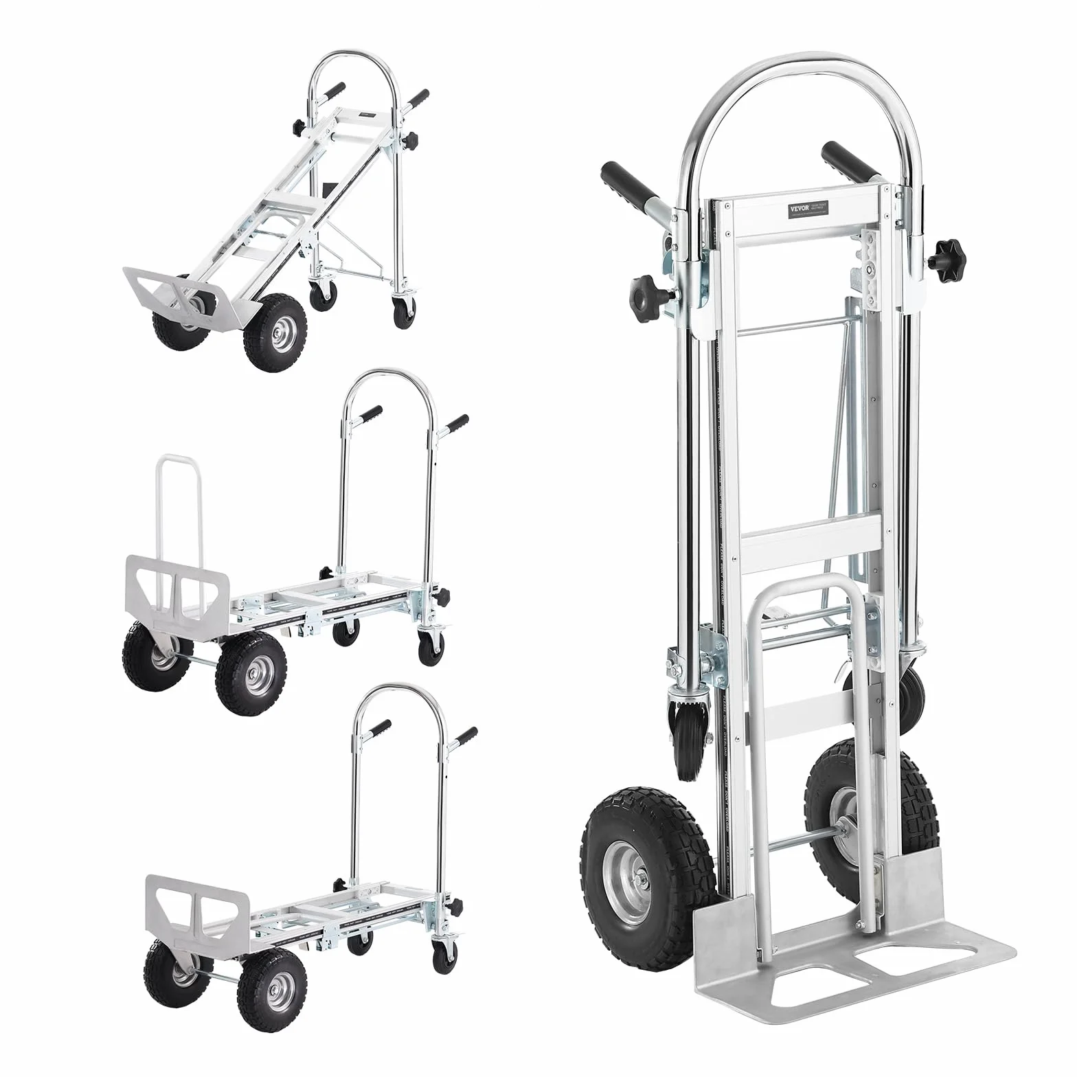 VEVOR Aluminiowy składany wózek transportowy 4 w 1 454 kg koła guma PU