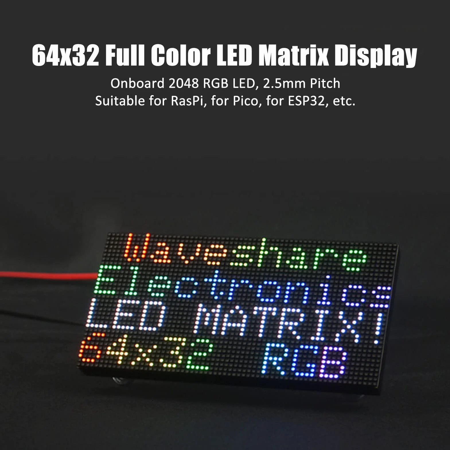 Panel Matrycowy LED RGB, rozdzielczość 64x32, Rozstaw 2,5 Mm, Cyfrowy moduł LED 6,3x3,1 Cala dla RasPi, dla Pico, dla itp.