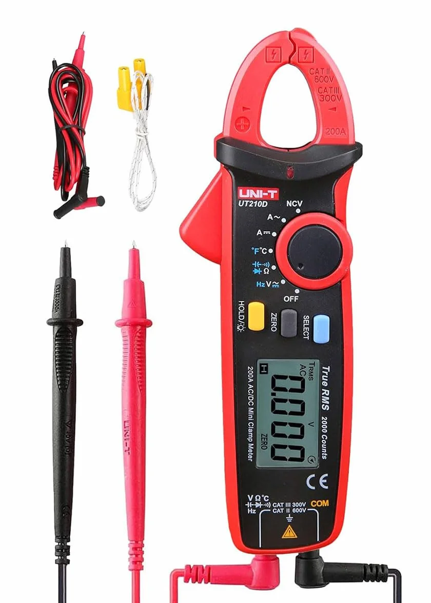 UNI-T UT210D seria UT210 Mini zacisk miernika, 200A AC/DC, 600 V AC/DC, 60 kHz, -40°C-1000° C/-40°F-1832°F