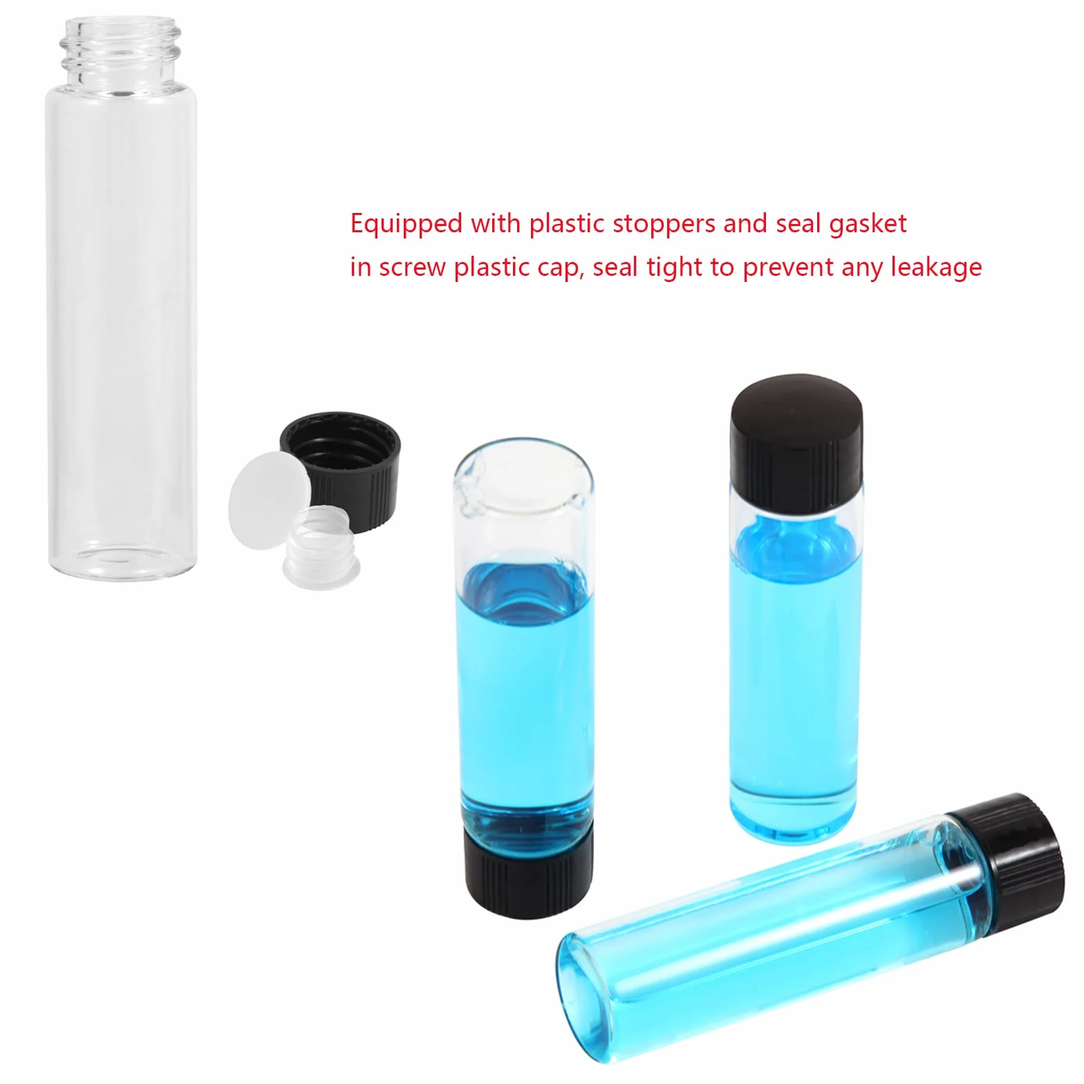 Szklane butelki 20 ml z zakrętką, szczelne, 50 sztuk
