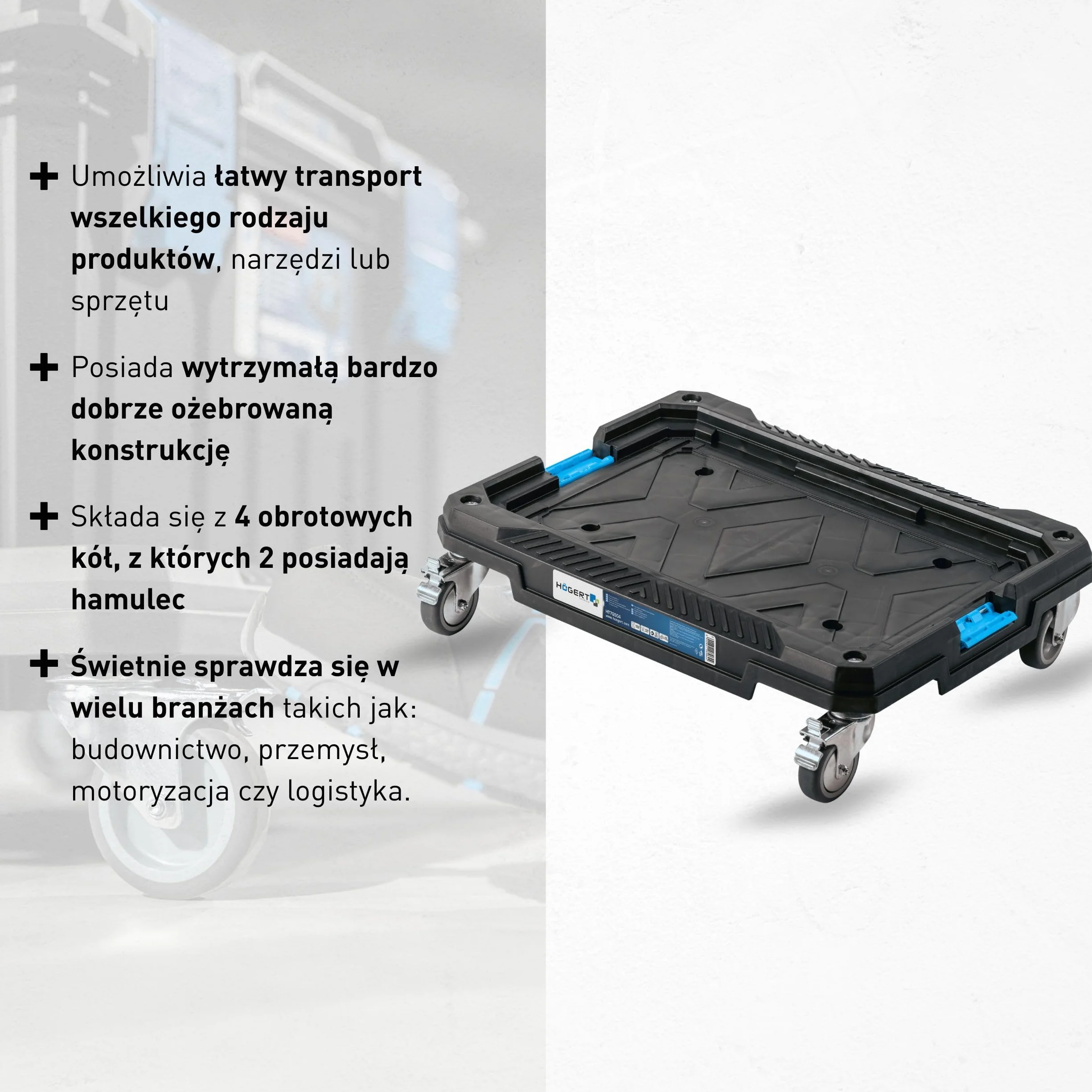 Högert Technik Platforma transportowa na kółkach 150 kg HT7G504